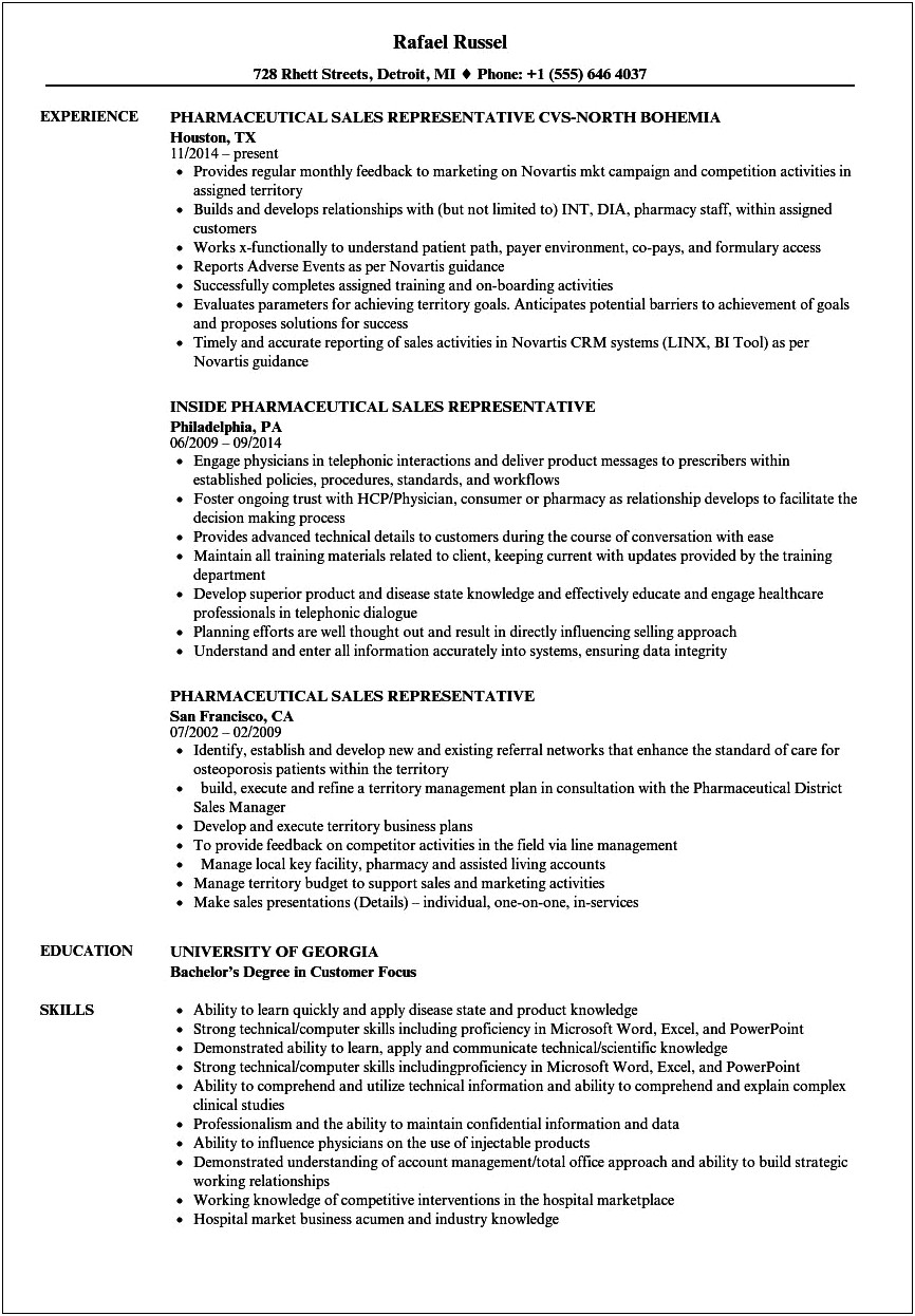 Skills For Resume For Pharmaceutical Company