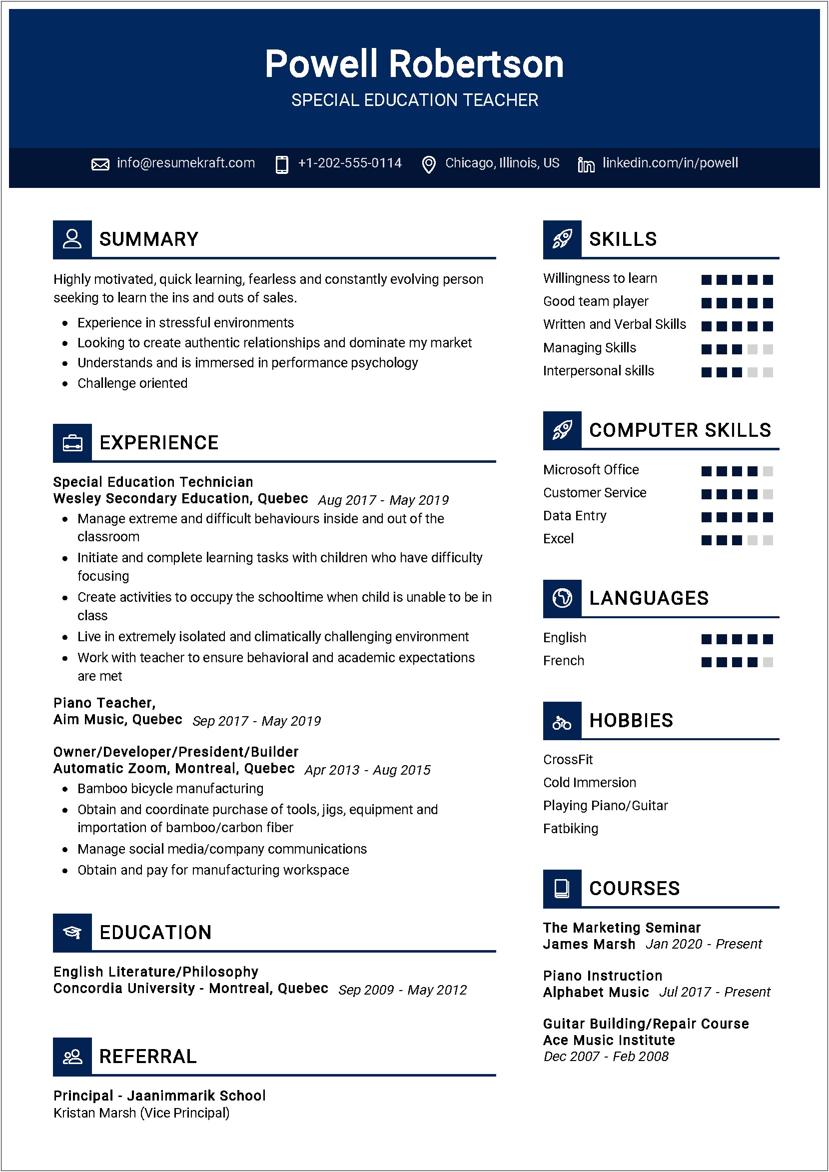 Skills For Resume In Special Education