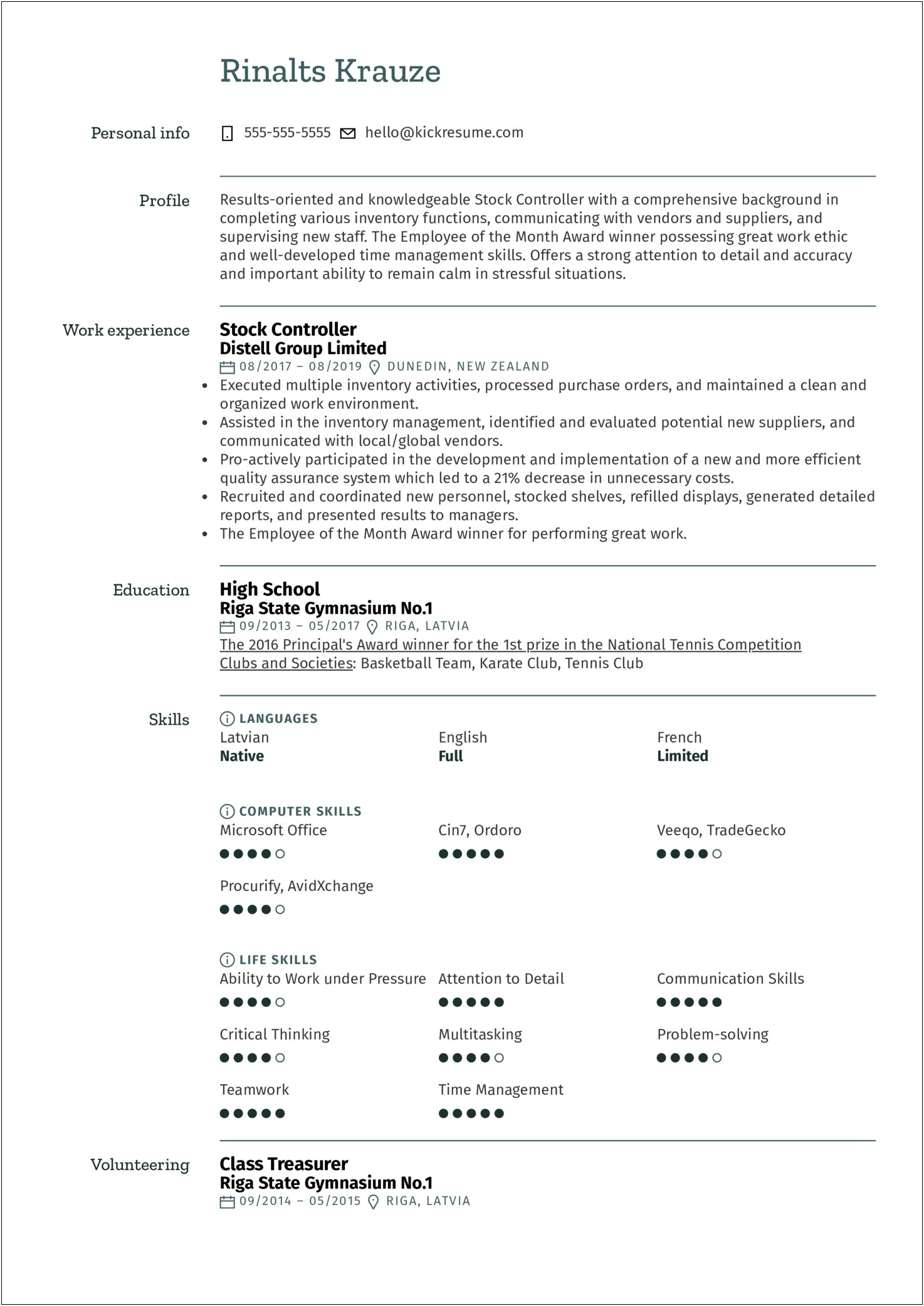 Skills For Stock And Warehouse Resume