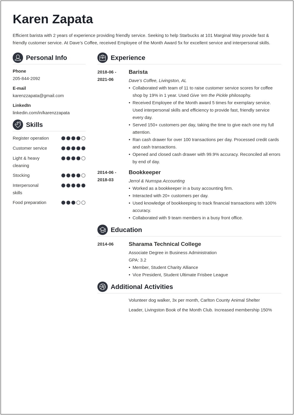 Skills From Starbucks To List On Resume