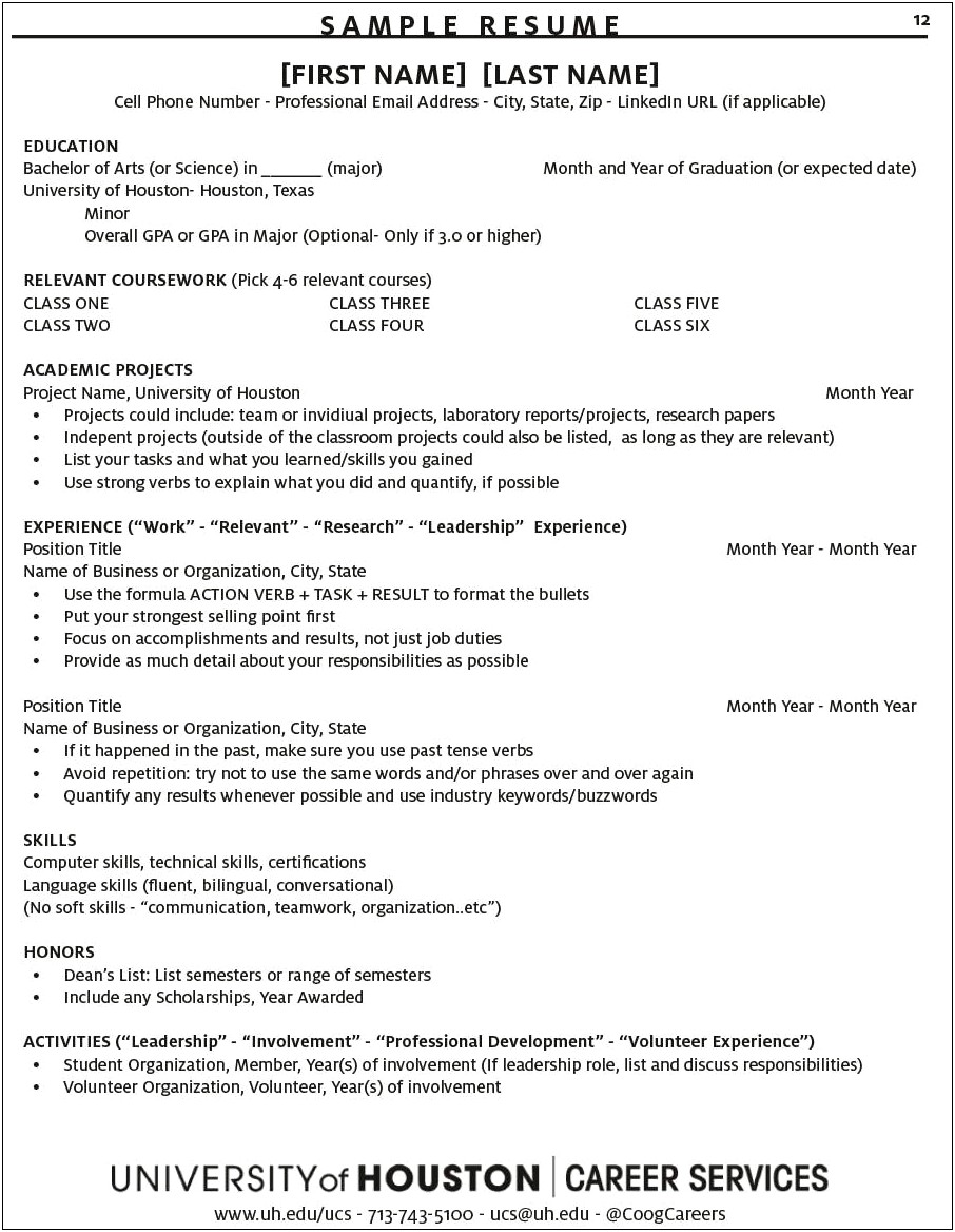 Skills In A Resume For A Collge Student