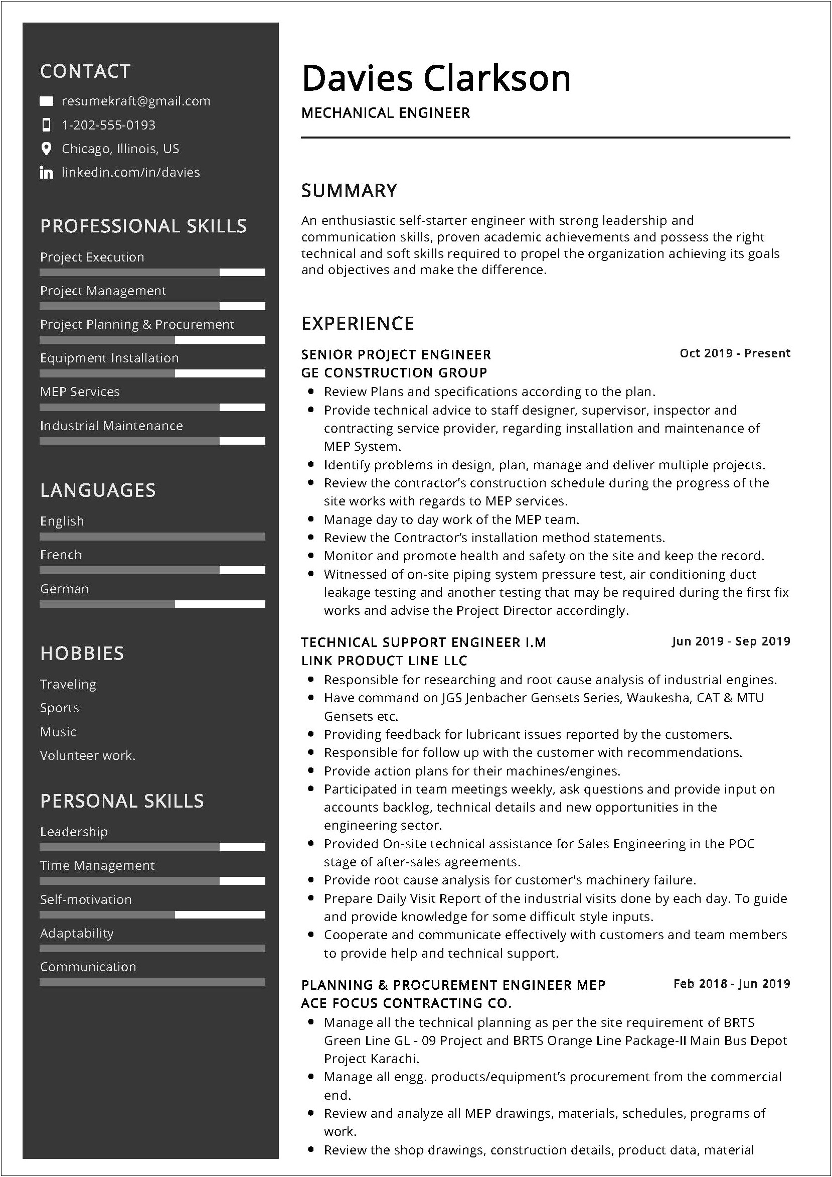 Skills In Resume For Mechanical Design Engineer