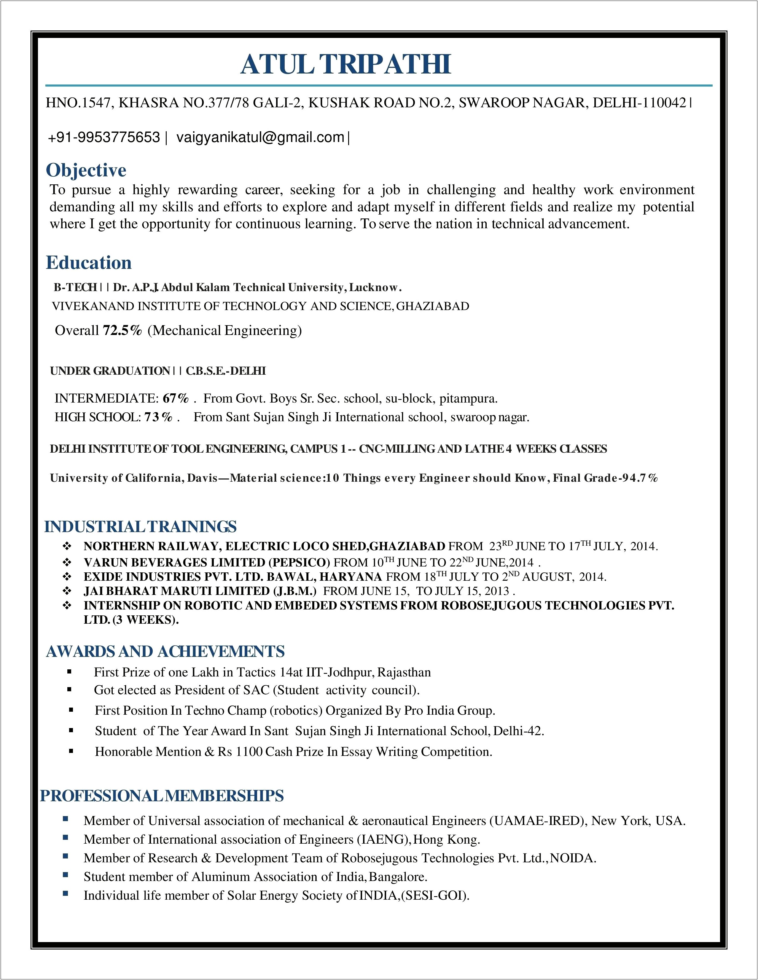 Skills In Resume For Mechanical Engineer