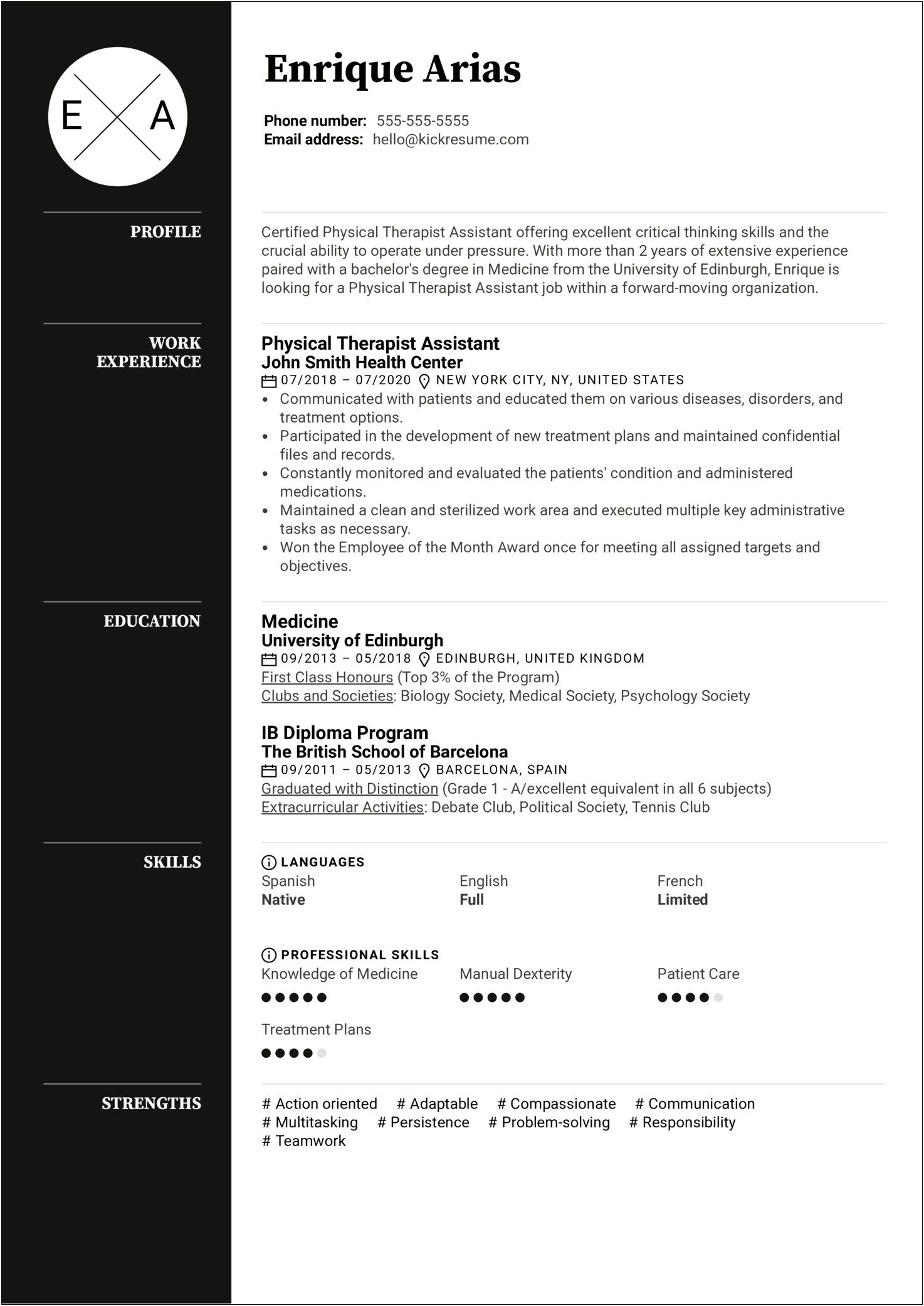 Skills In Resume For Physical Therapist