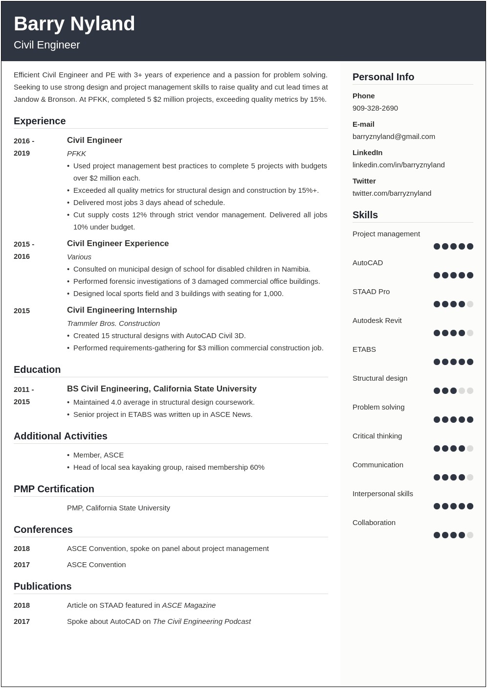 Skills Of Civil Engineer In Resume