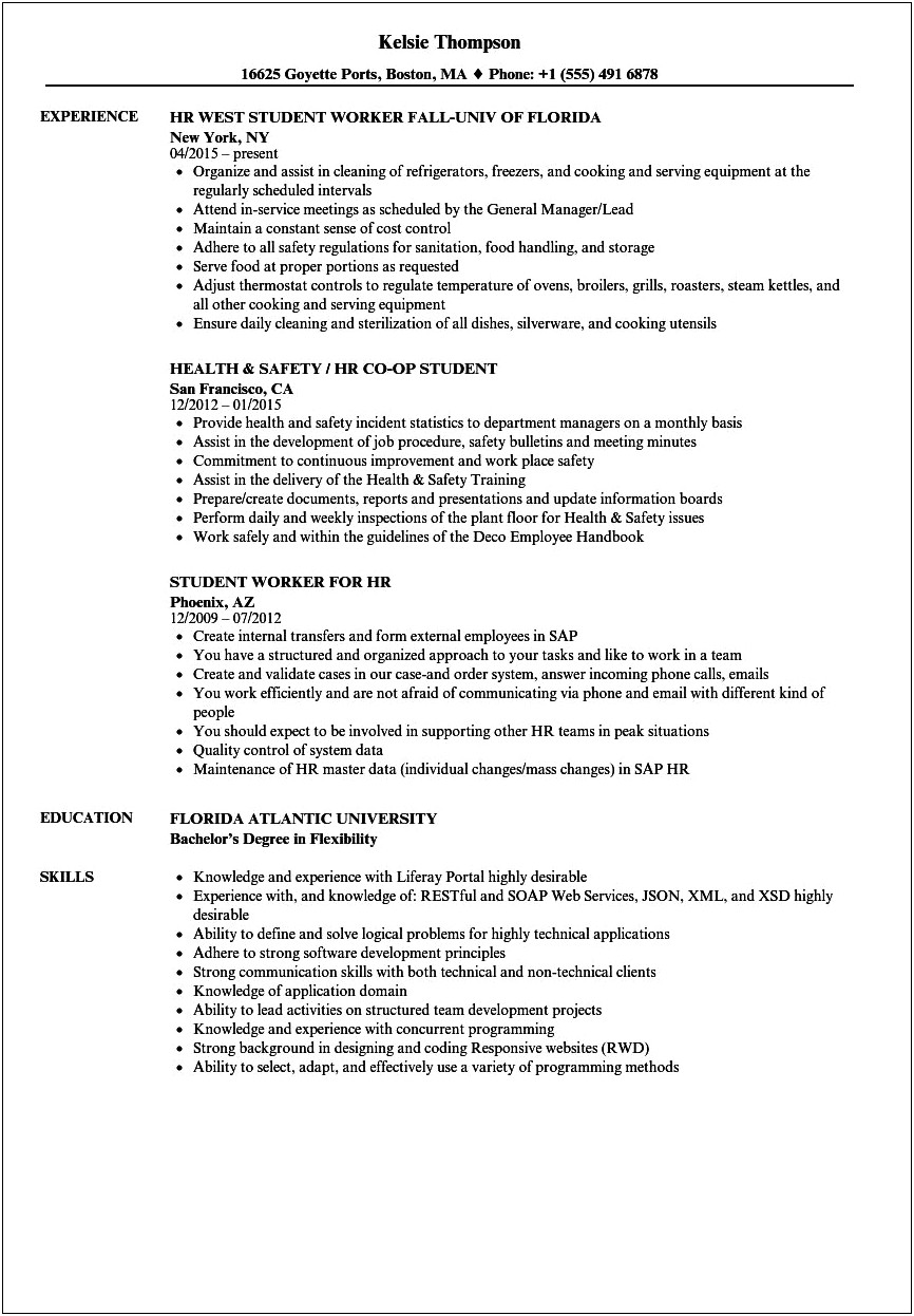 Skills Of Hrm Graduate In Resume