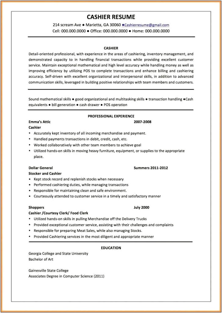 Skills On A Resume For Courtesy Clerk