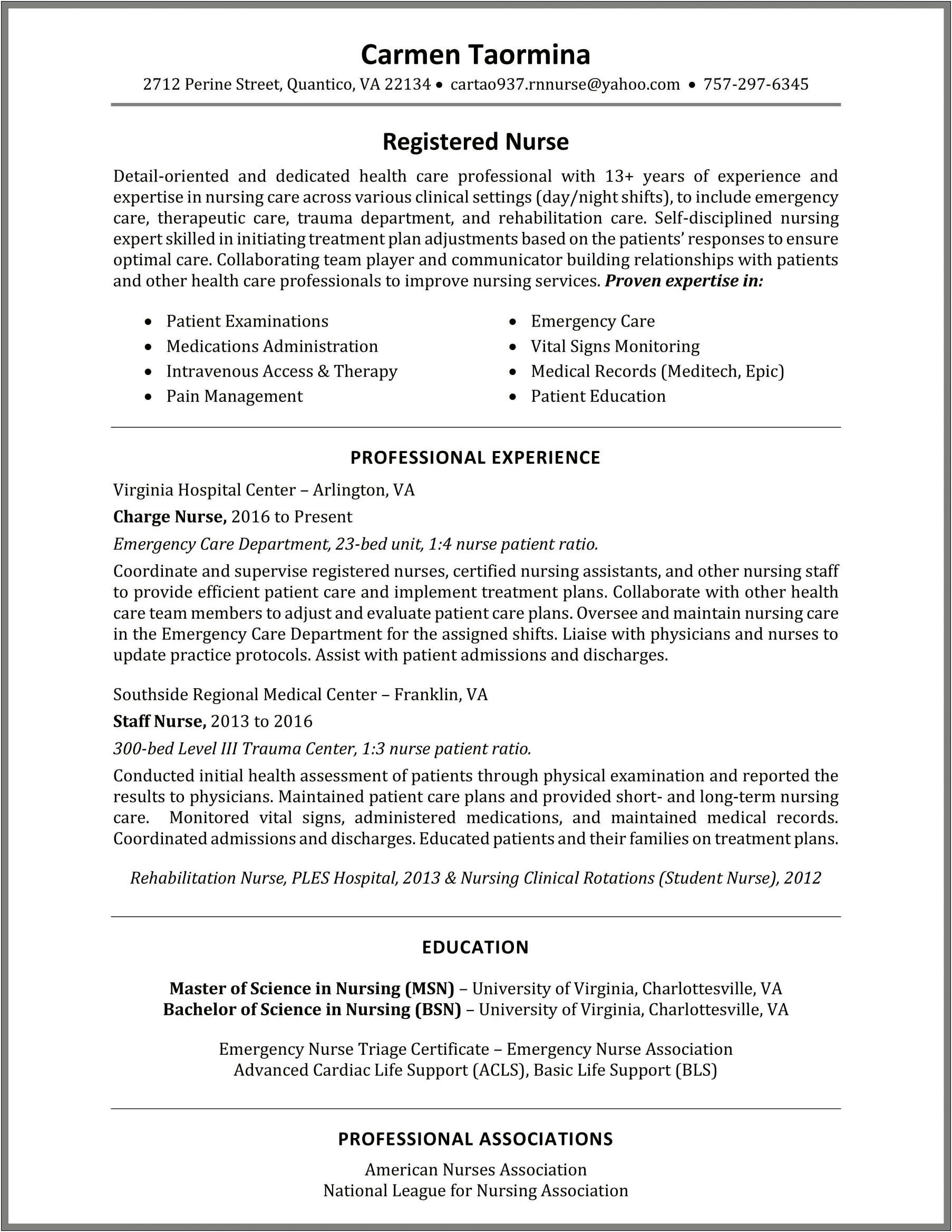 Skills On A Resume For Nursing