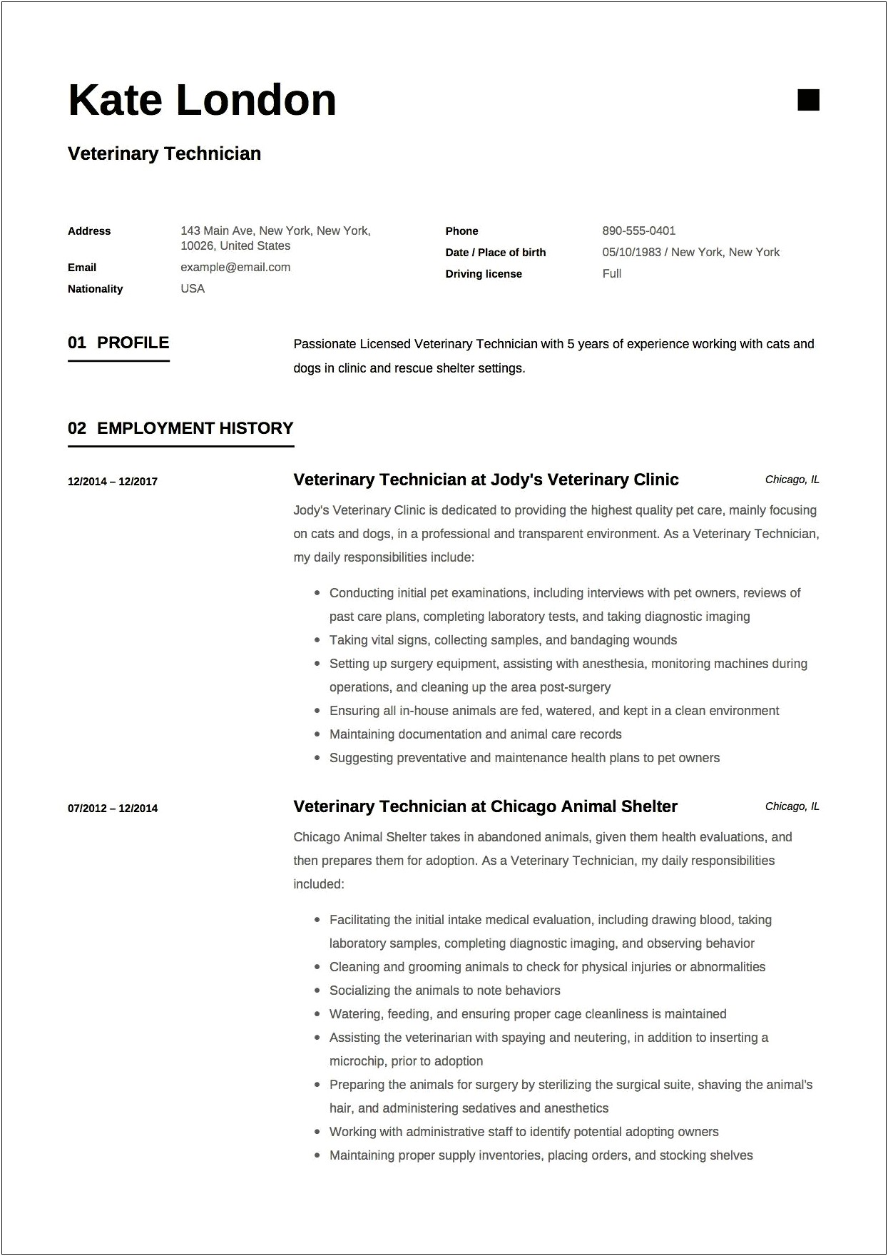 Skills On A Vet Techs Resume