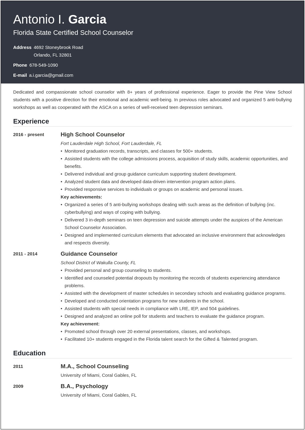 Skills On Resume For A Counselor