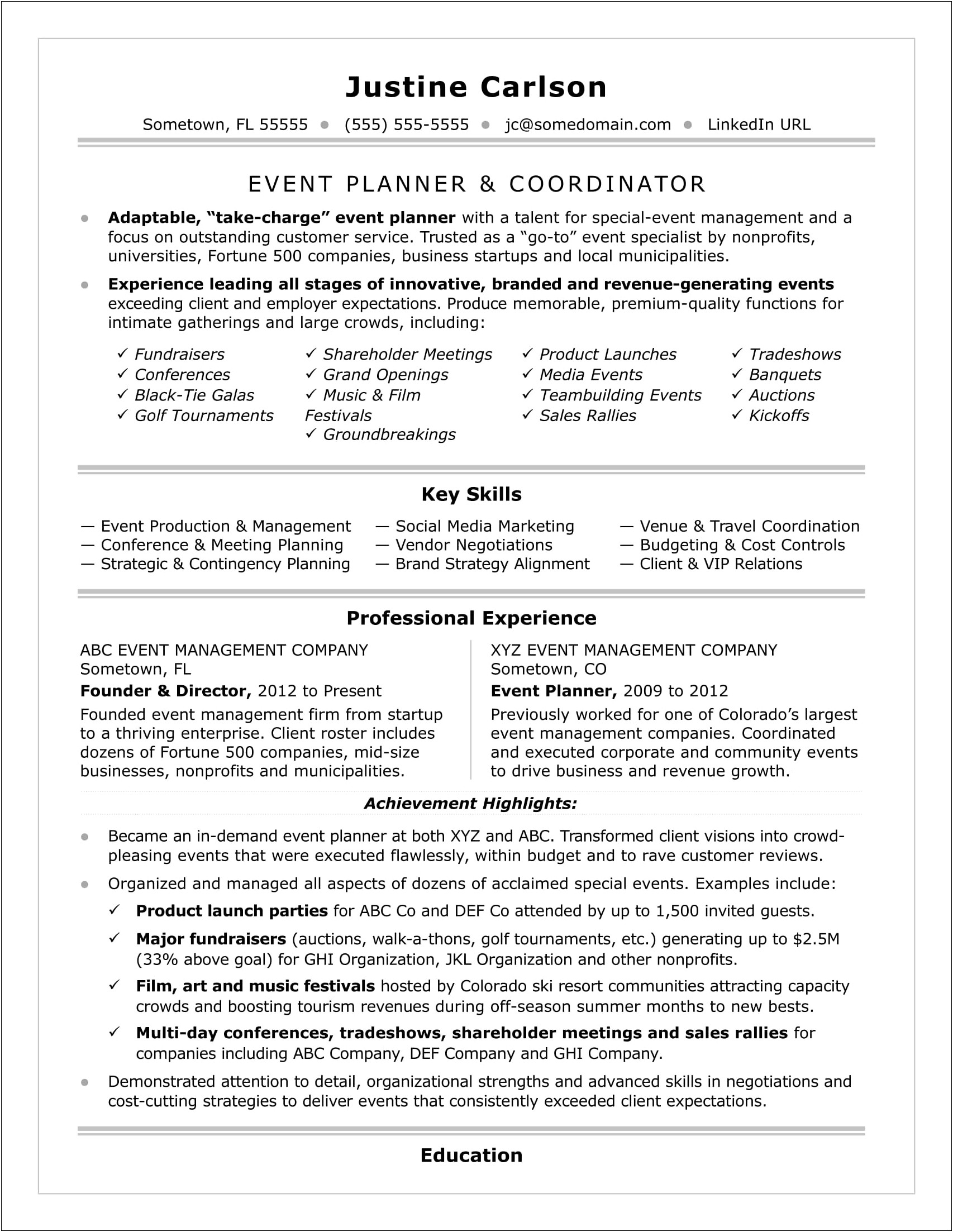 Skills Or Highlights In Resume Samples