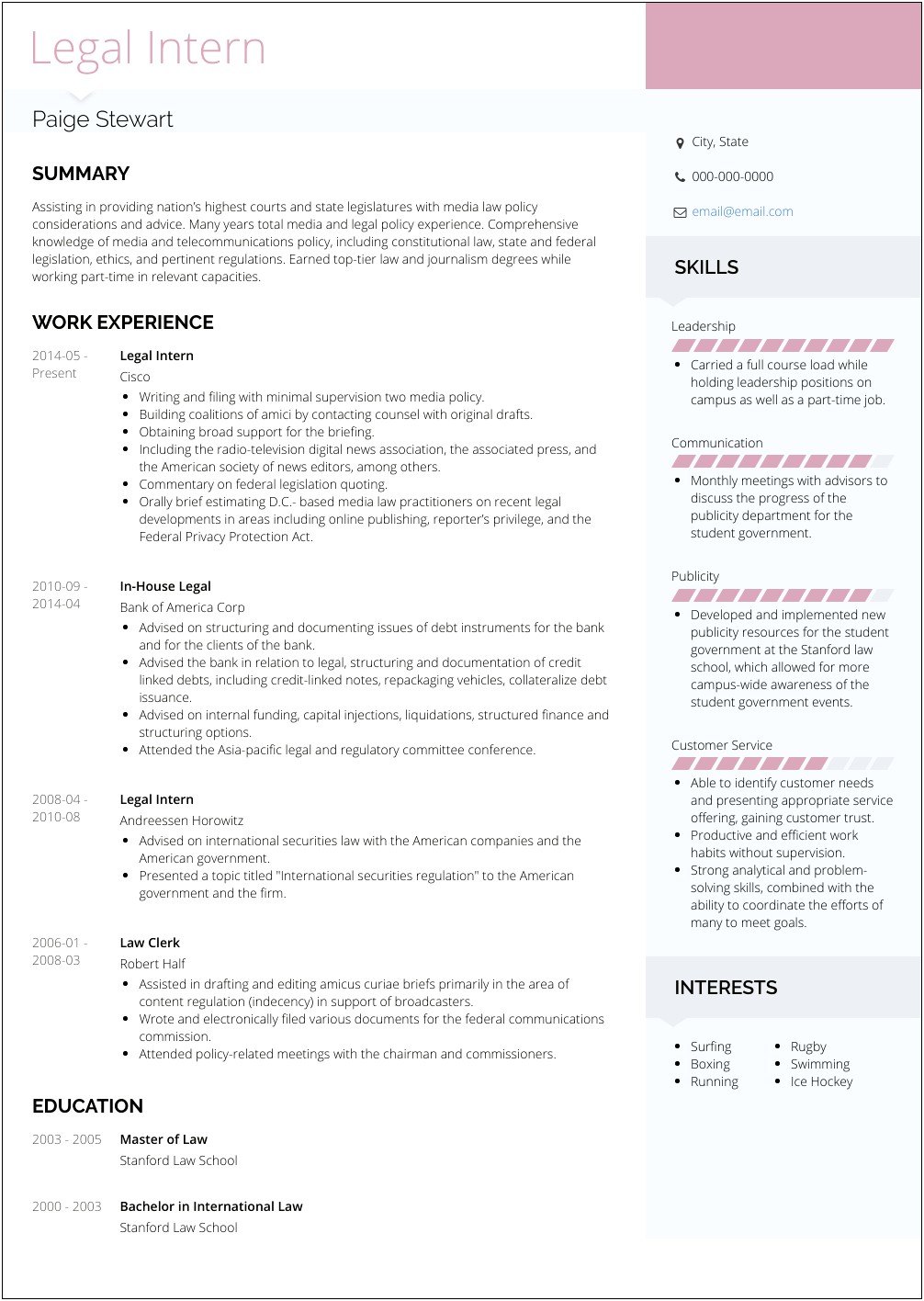 Skills Part Of Resume Includes For Internship