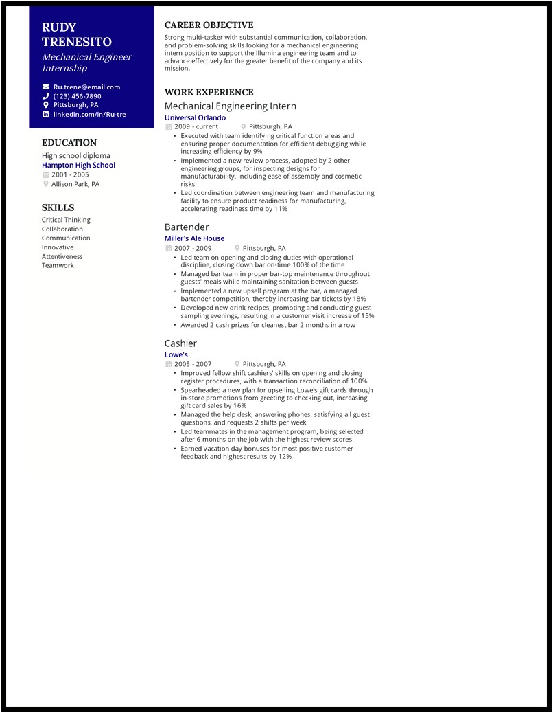 Skills Section Of Resume Mechanical Engineer