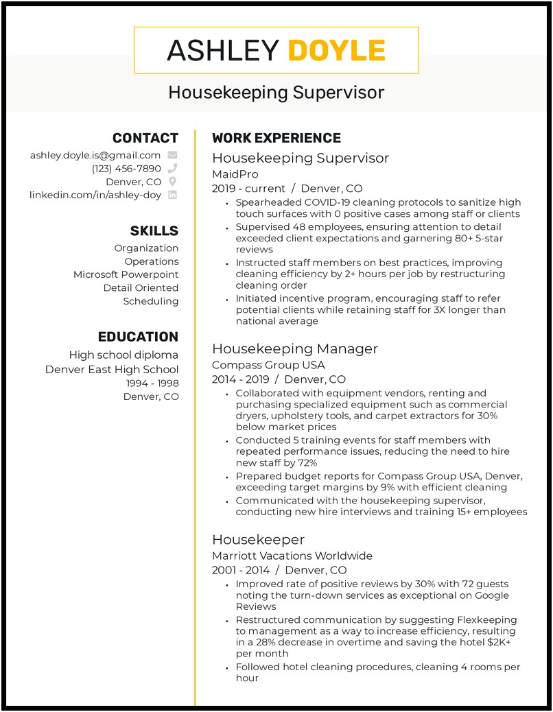 Skills To Be A Supervisor For Resume