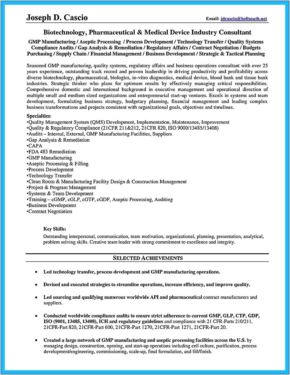 Skills To Be Listed In Resume For Biotechnology