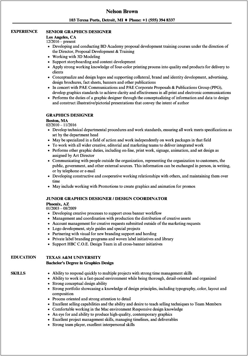 Skills To Include In A Graphic Design Resume