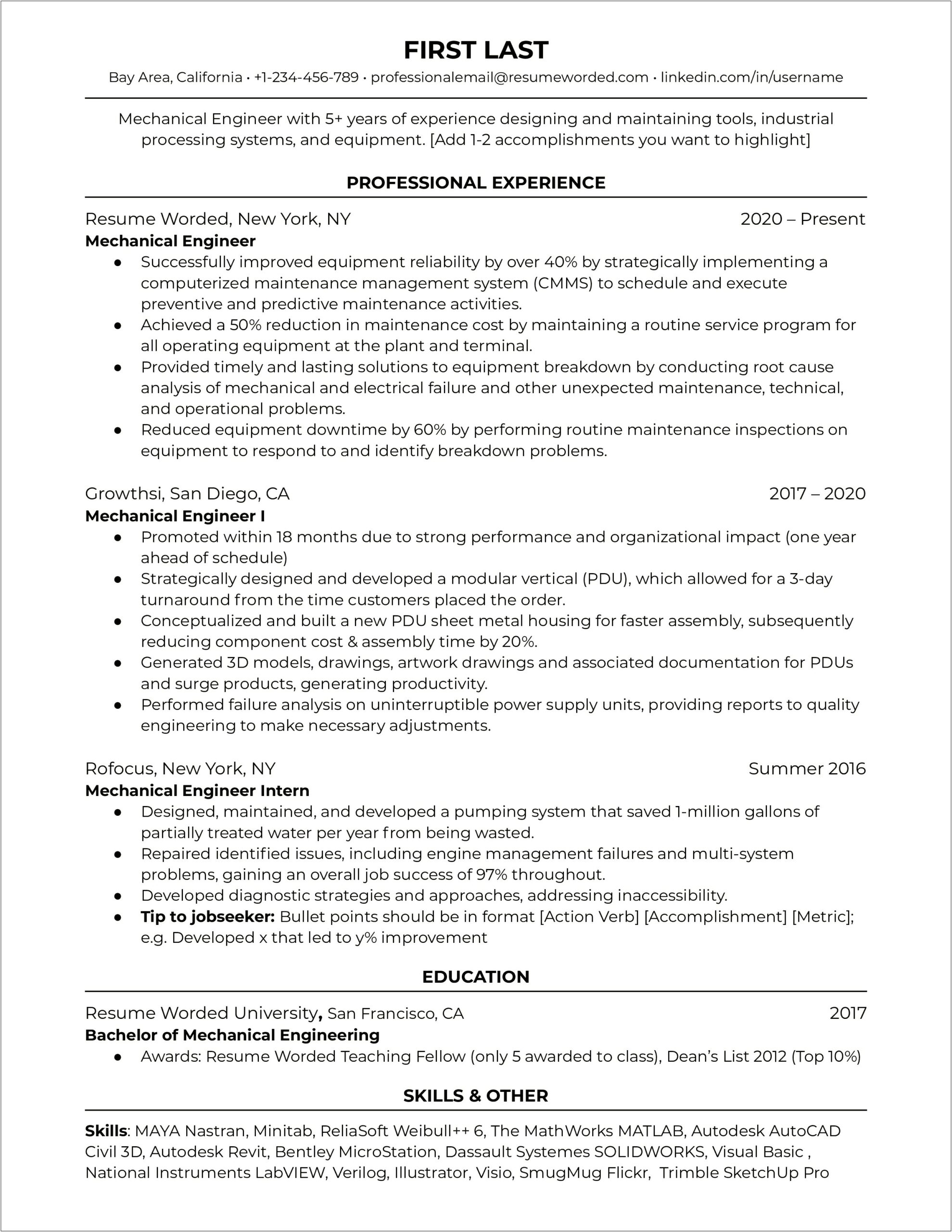 Skills To Include In Resume For Engineers