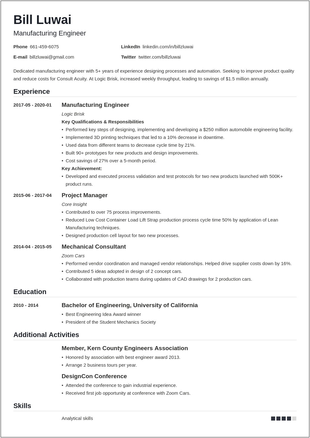 Skills To Include On Resume For Production