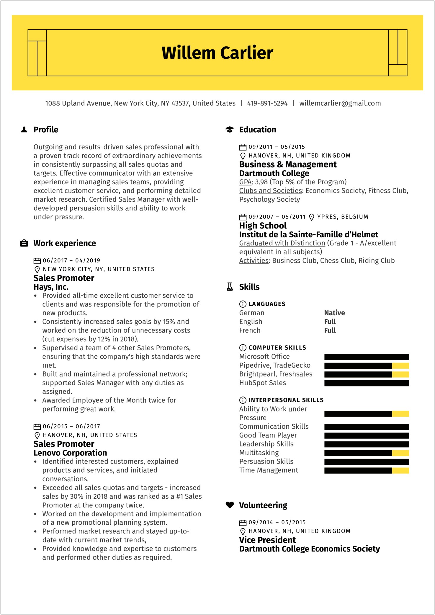 Skills To Include On Resume For Sales