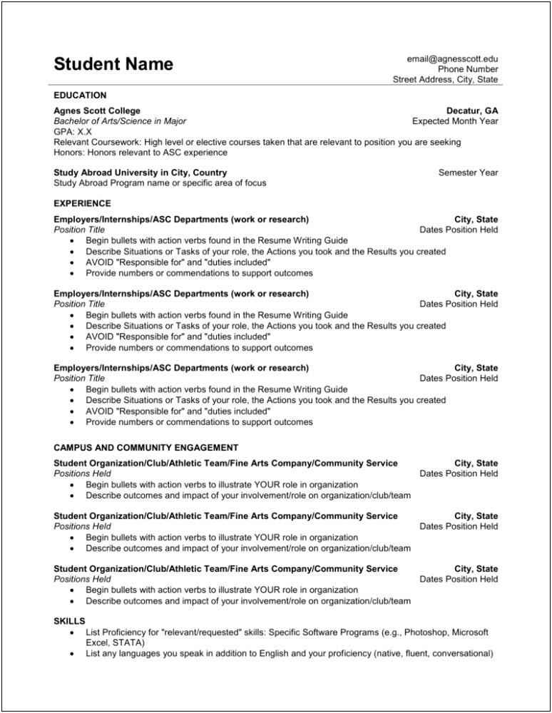 Skills To List In A College Resume