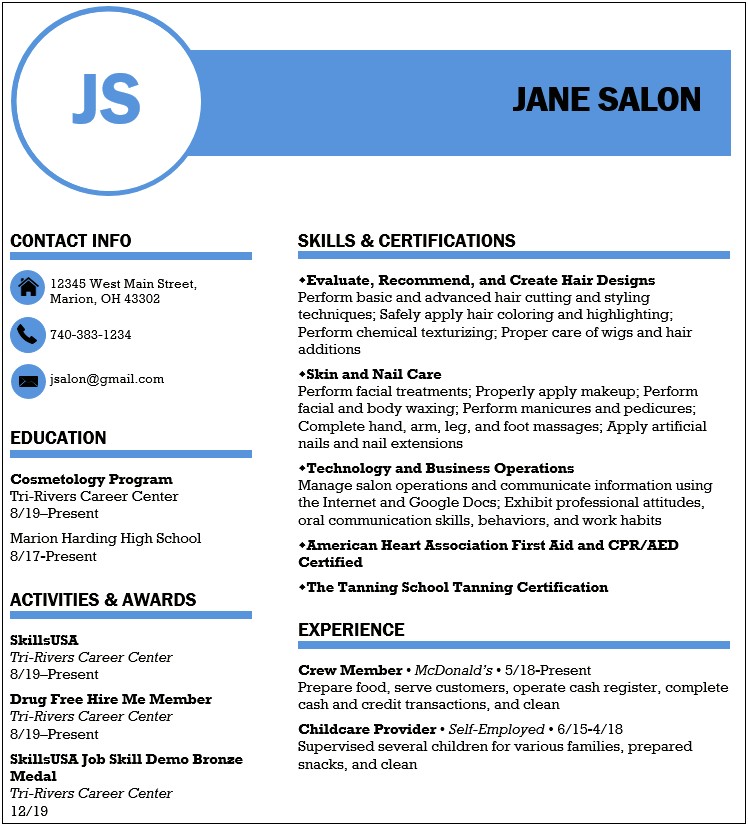 Skills To List On Cosmetology Resume