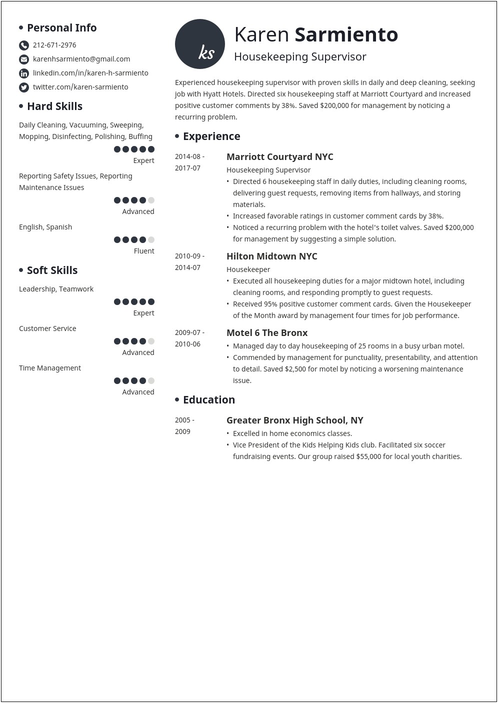 Skills To List On Housekeeping Resume