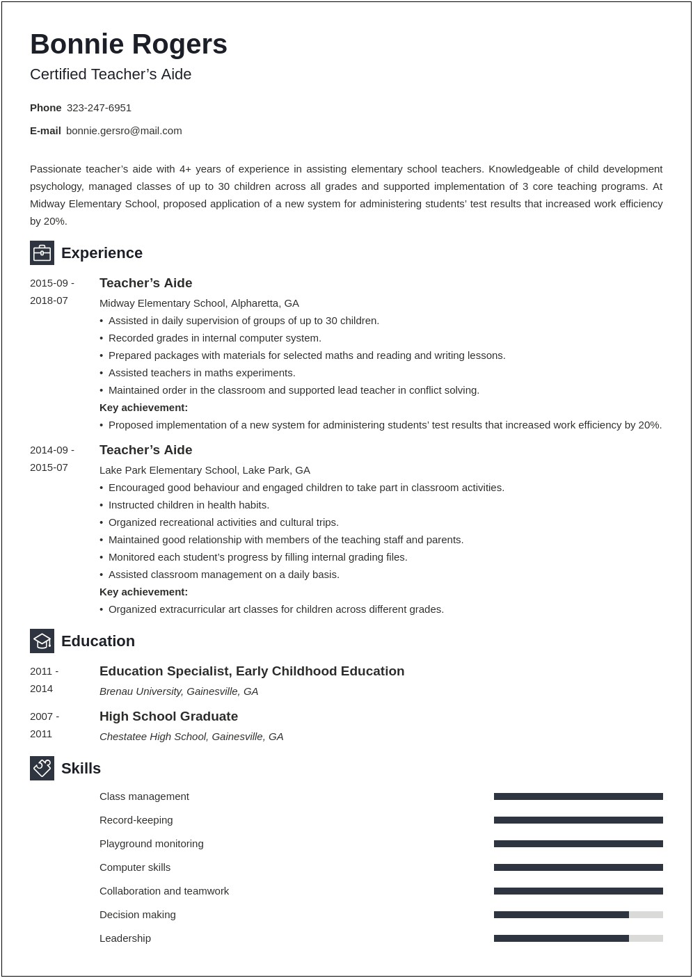 Skills To List On Resume For Teacher Assistant