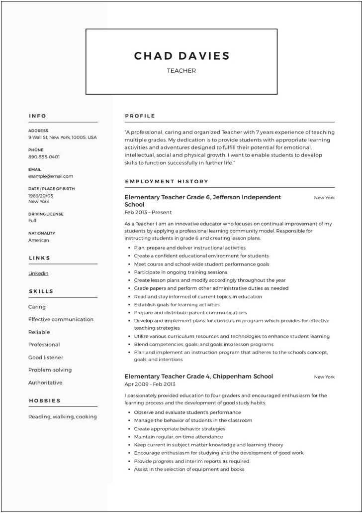 Skills To List On Resume For Teaching Job