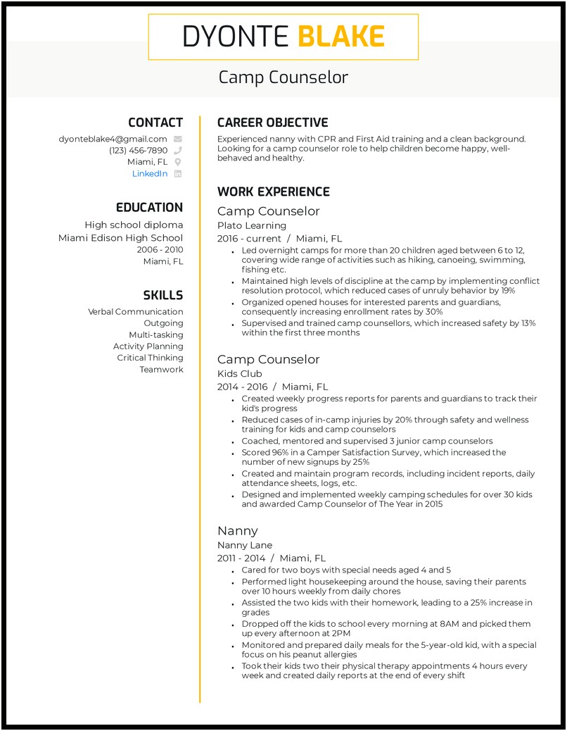 Skills To List On Resume School Counselor