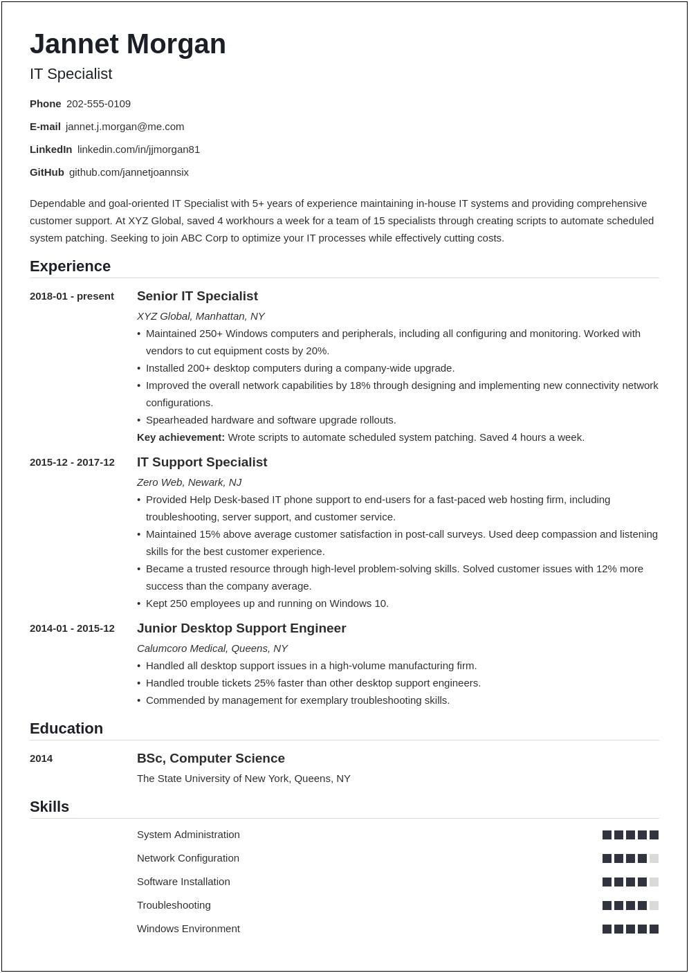 Skills To Put As It Specialist Resume