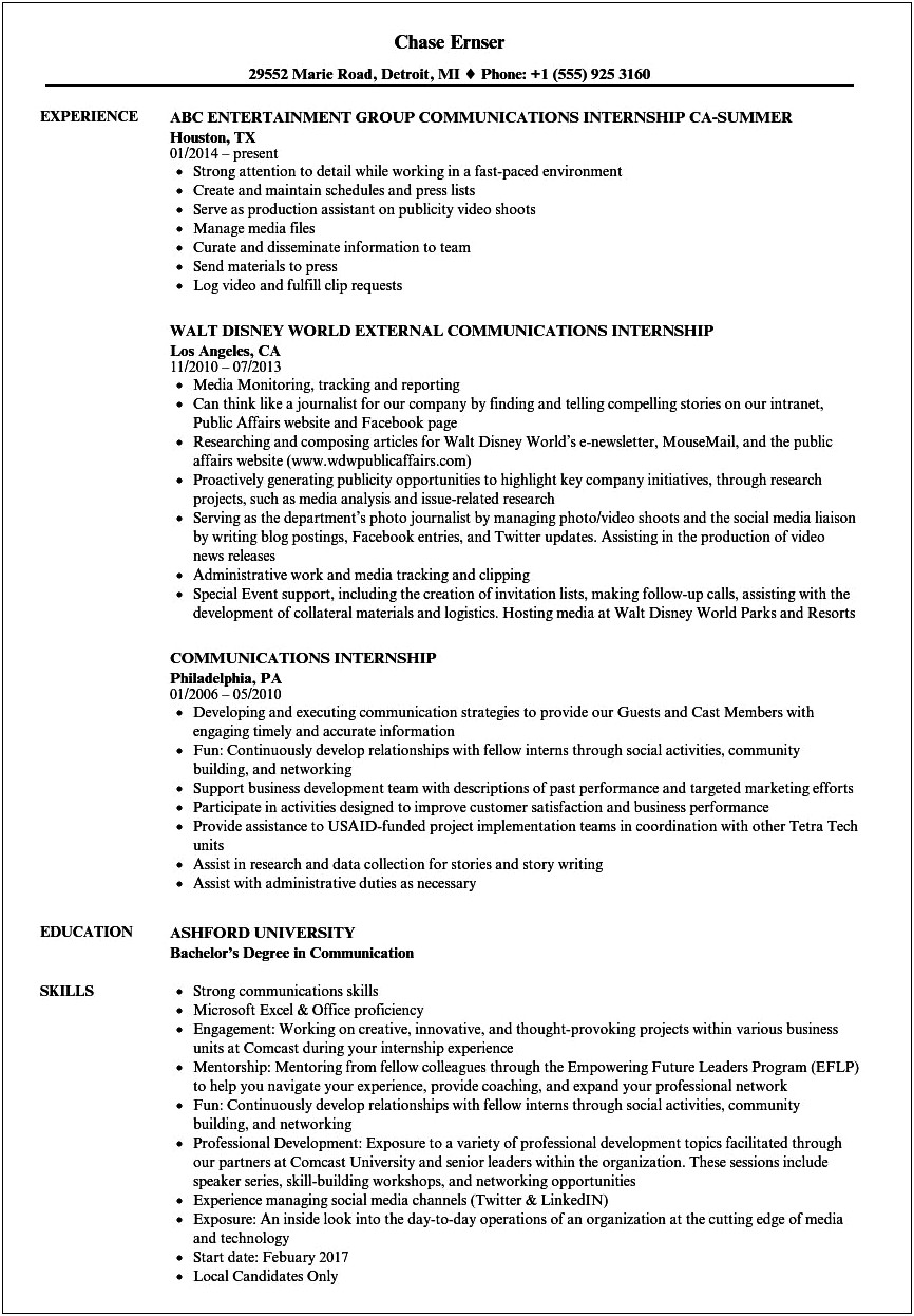 Skills To Put On A Resume Communications