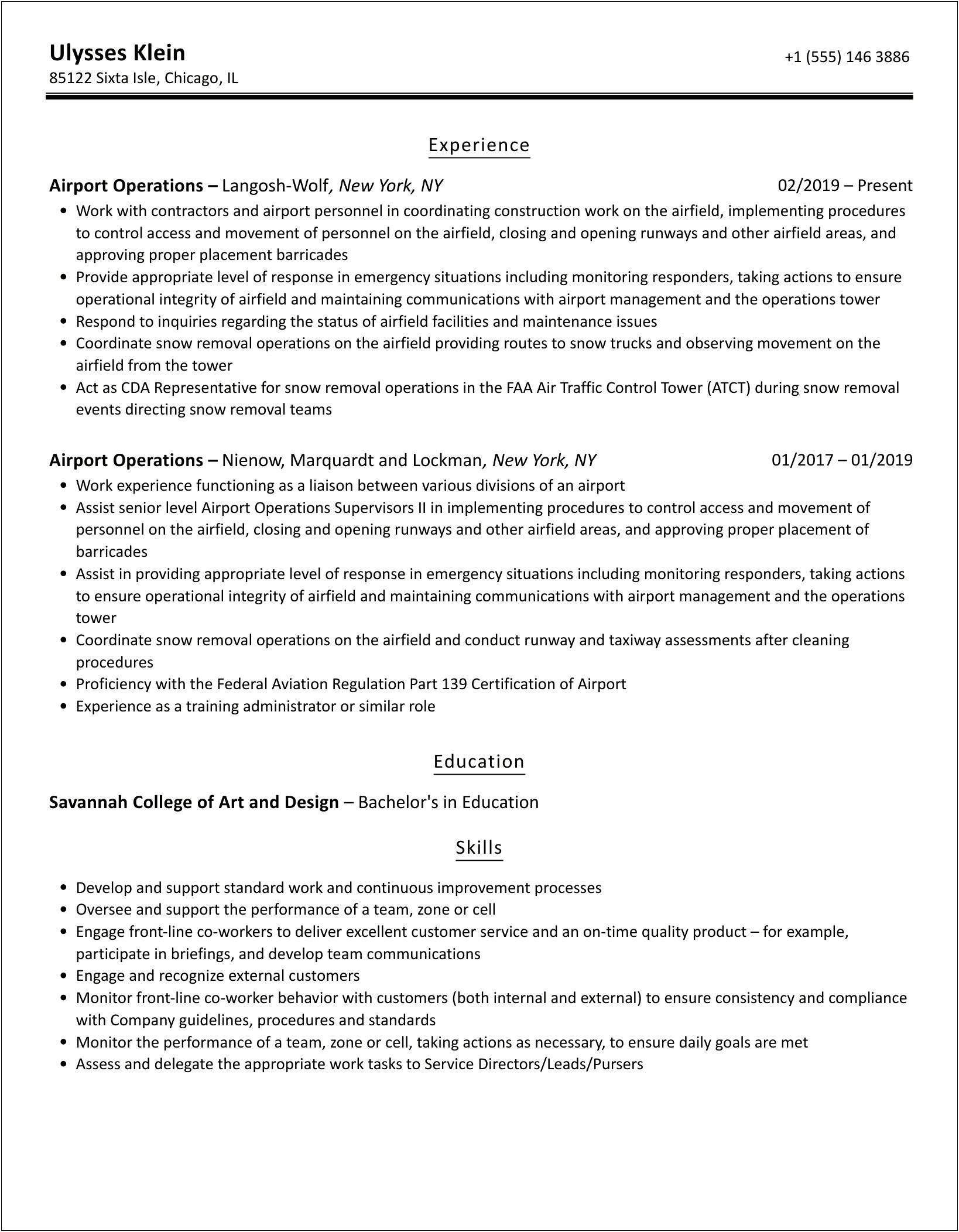 Skills To Put On A Resume For Airport