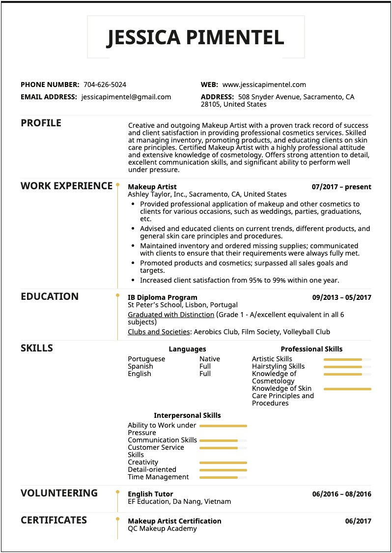 Skills To Put On A Resume For Artist