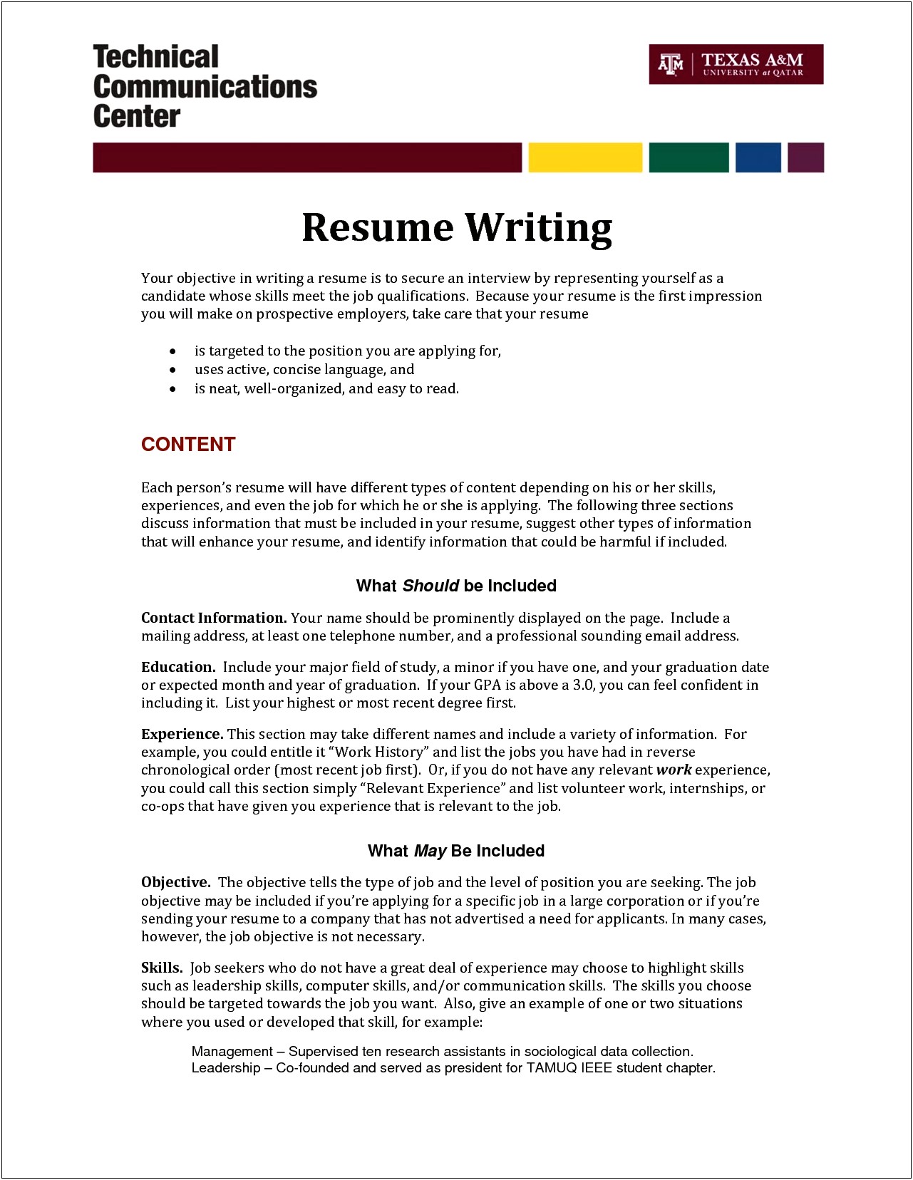 Skills To Put On Internship Resume