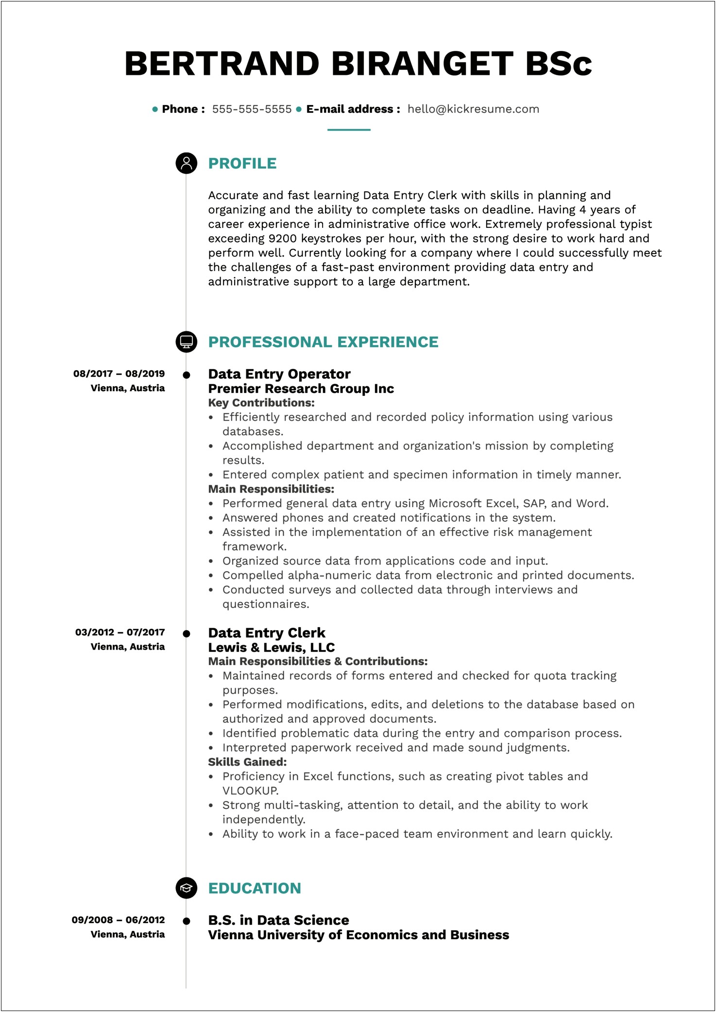 Skills To Put On Resume For Data Entry