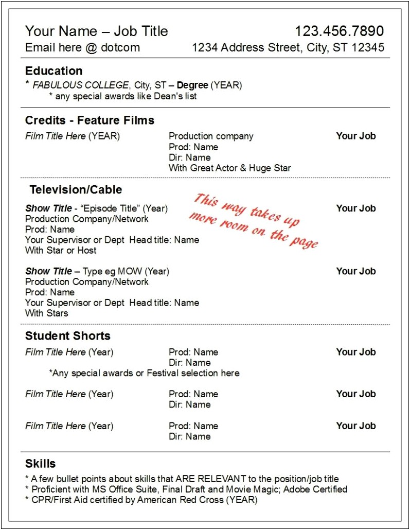 Skills To Put On Resume In Film