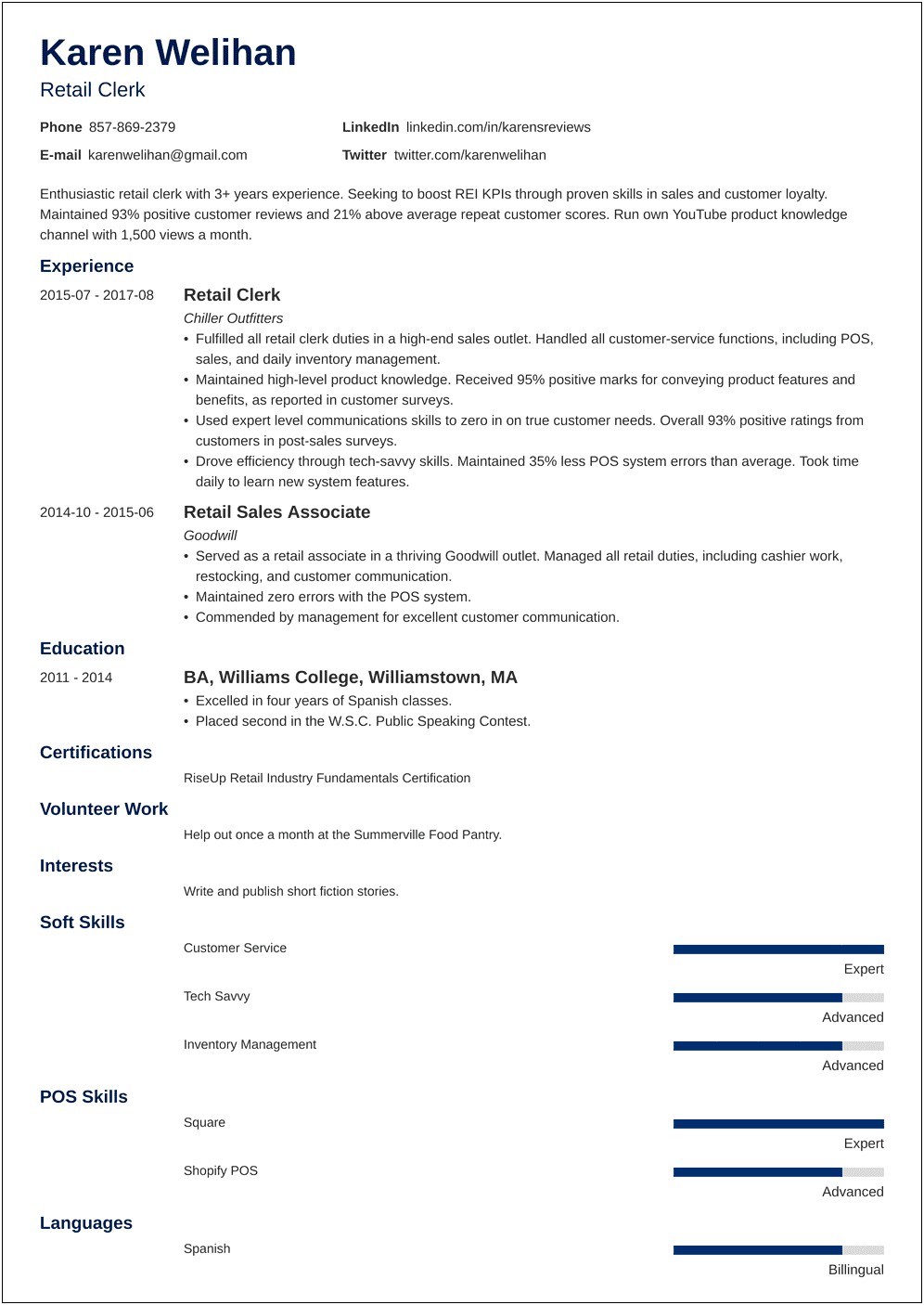 Skills To Write On Resume For Retail