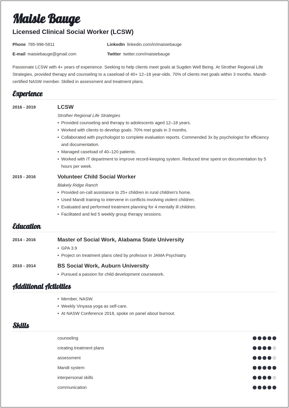 Social Worker Resume Summary Career Change