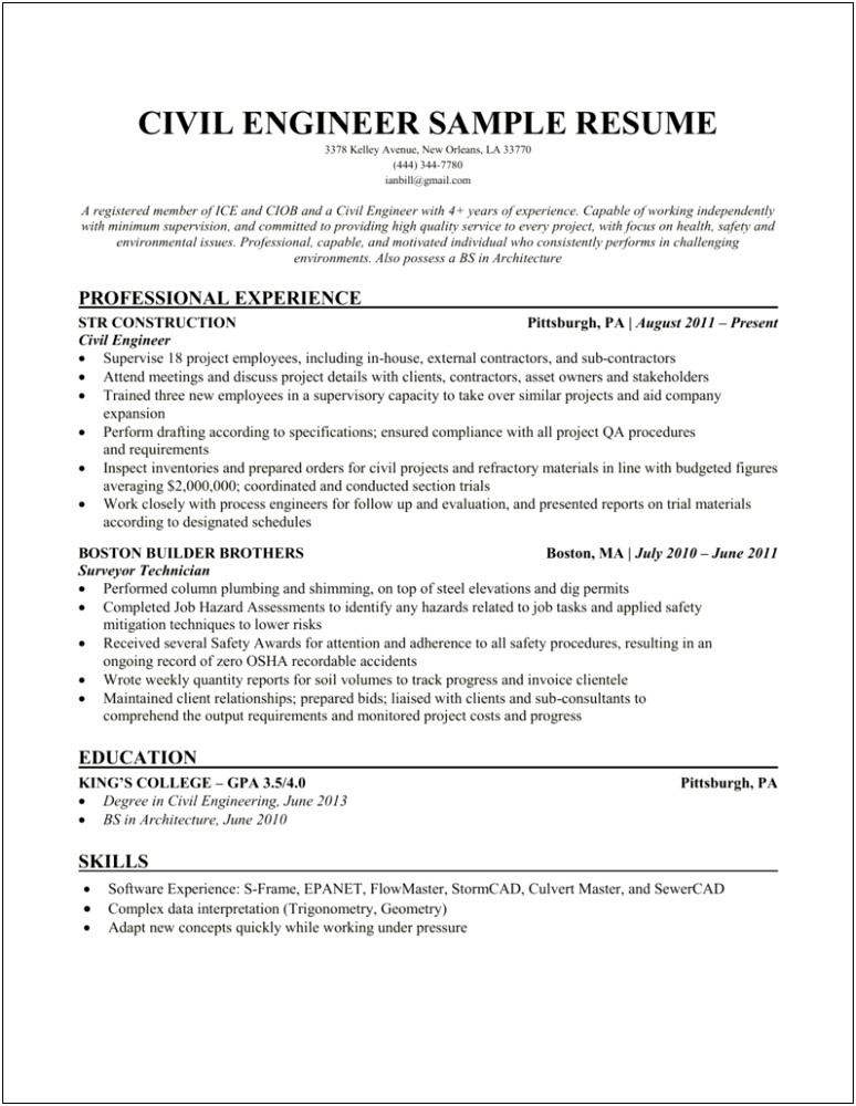 Software Engineer Resumes Job Or Project