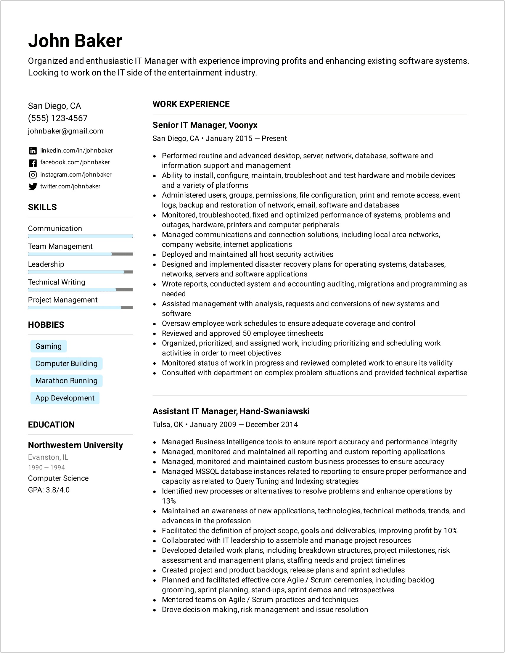 Software Engineering Manager Resume Agile Leadership