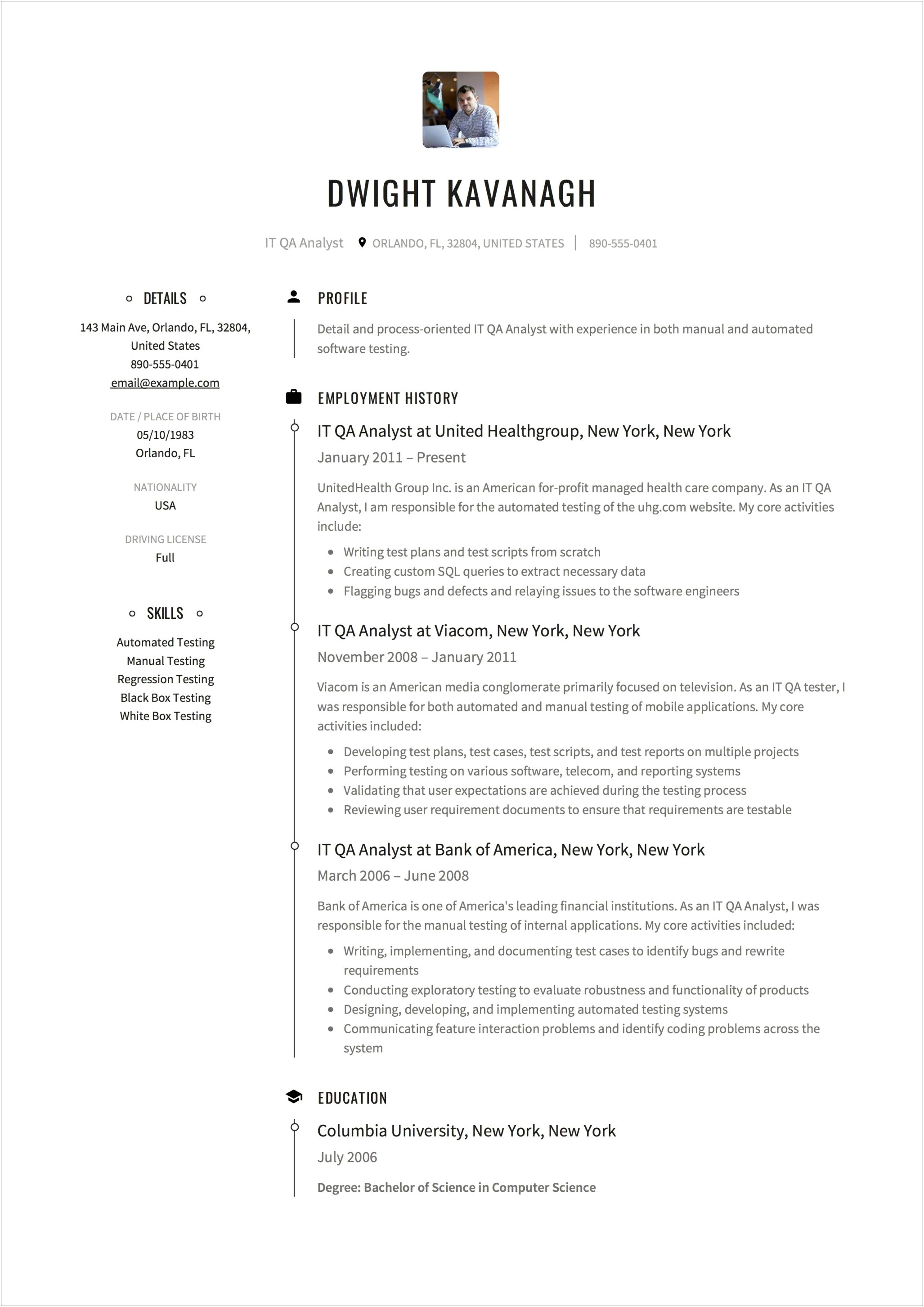 Software Tester Job Descrition For Resume