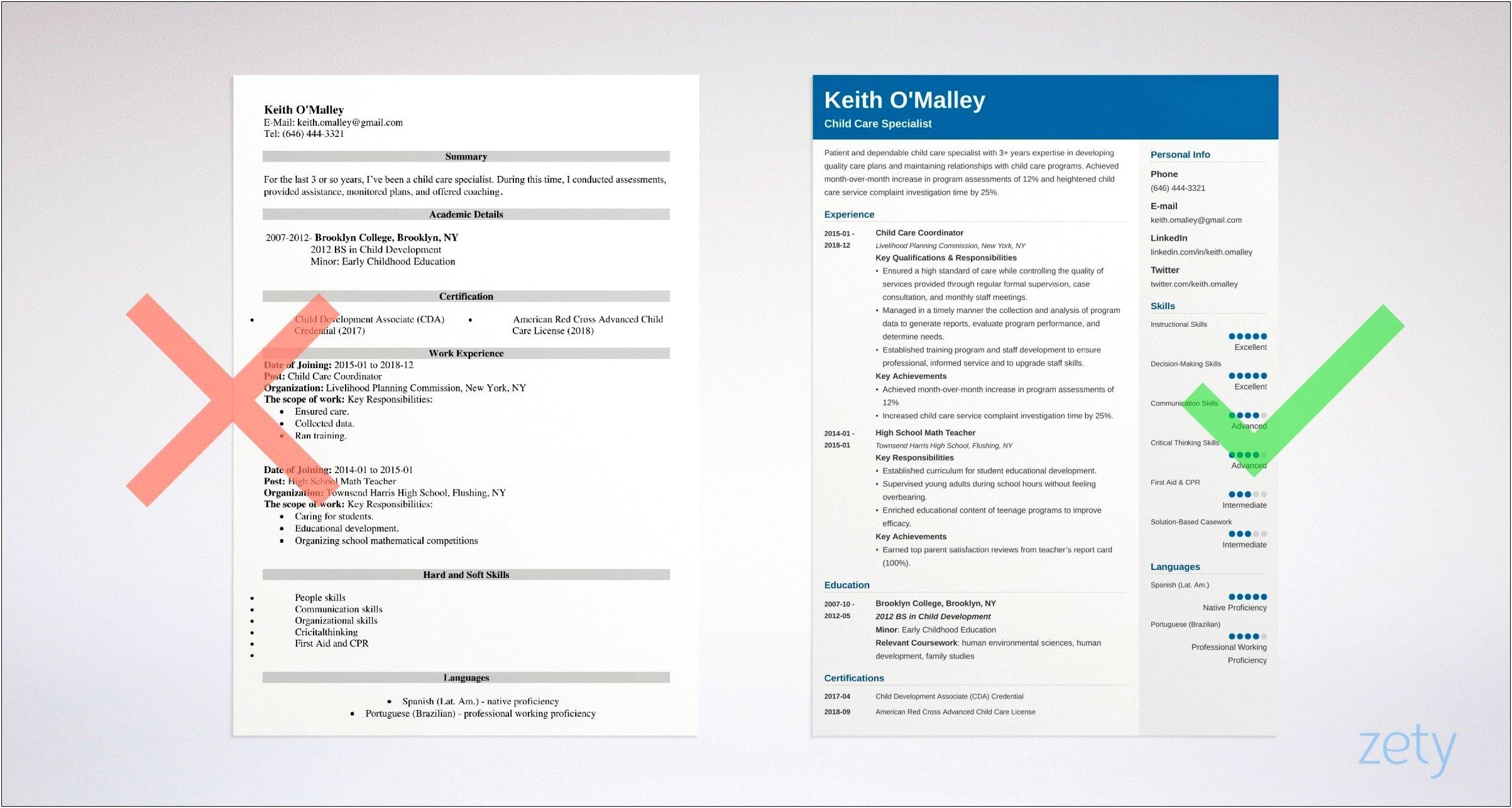 Special Needs Day Care Skills Resume