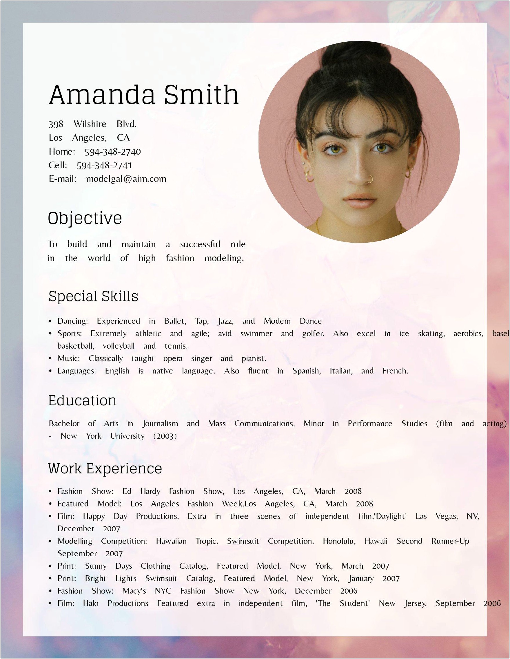 Special Skills On A Dance Resume