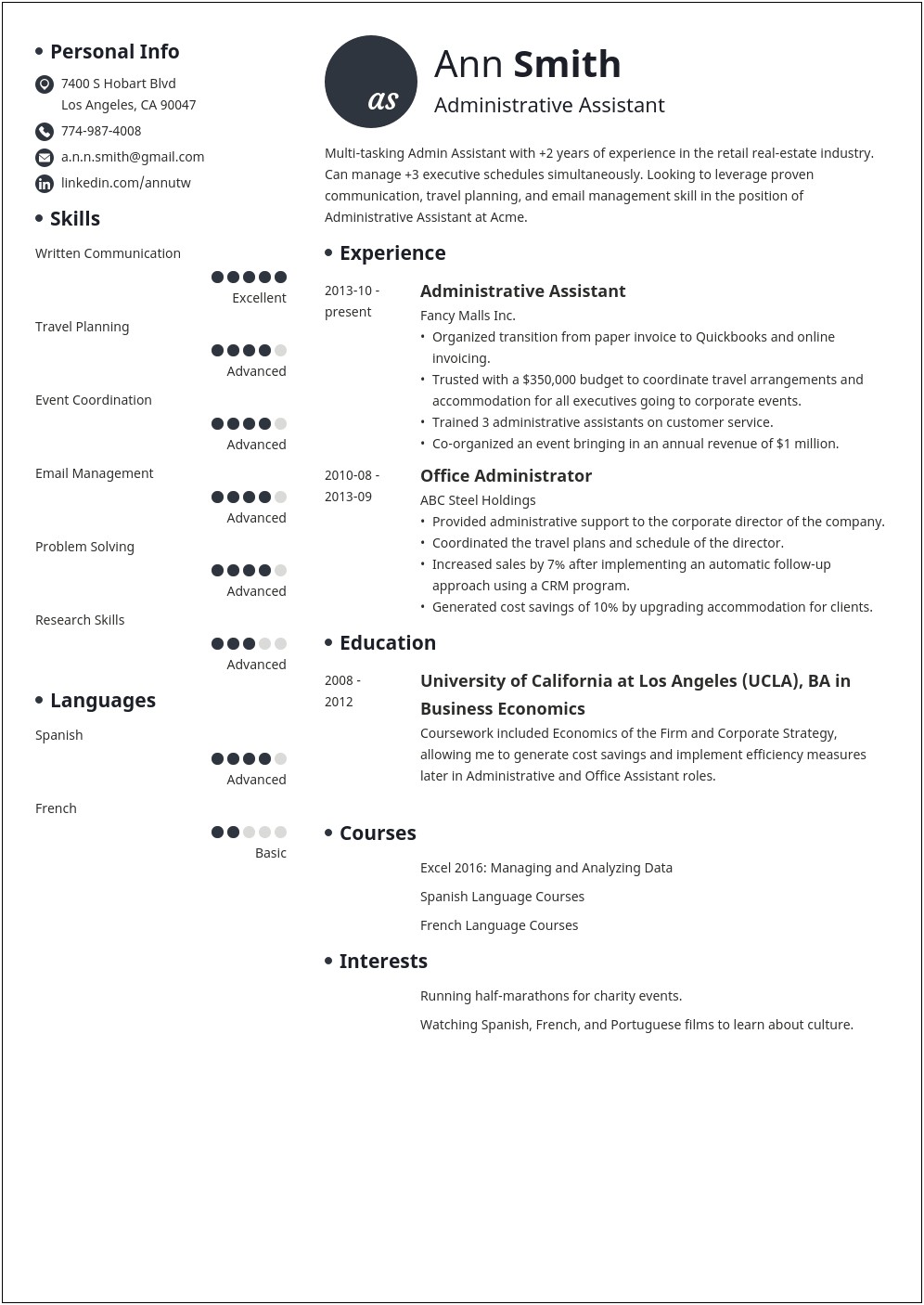 Specific Skills For Administrative Assistant Resume