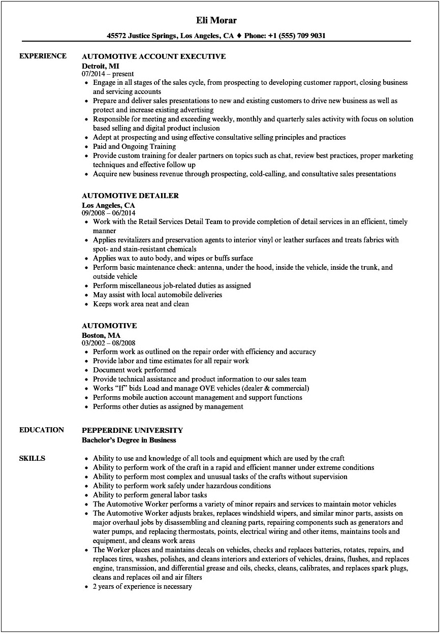 Specificying Industry In Work Examples On Resume