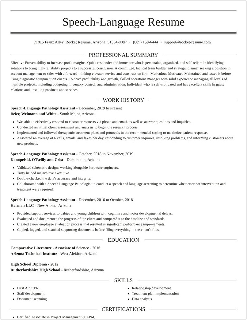 Speech Pathologist Resume Template For School Based