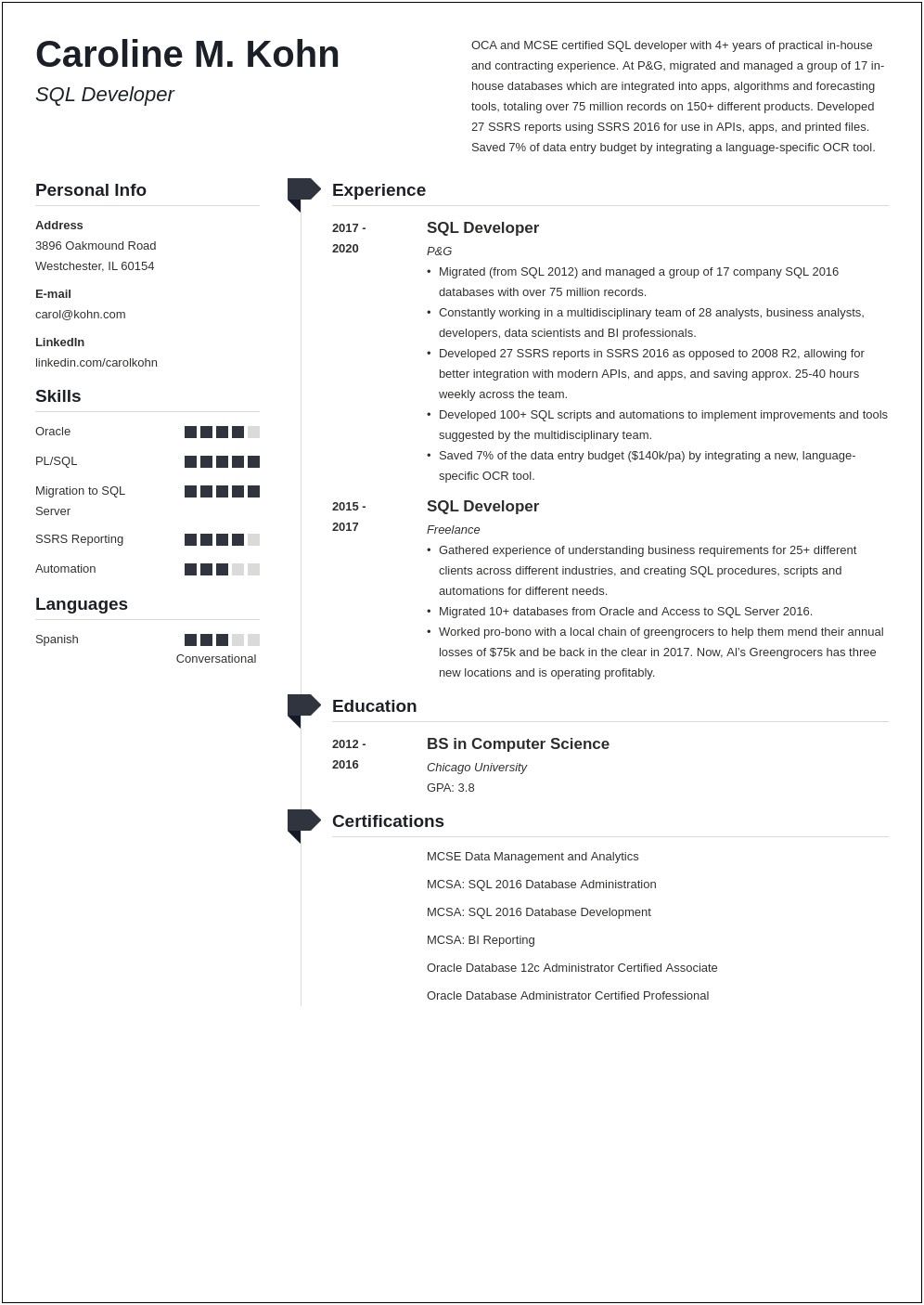 Sql Develoepr Resume On Health Care Domain Samples