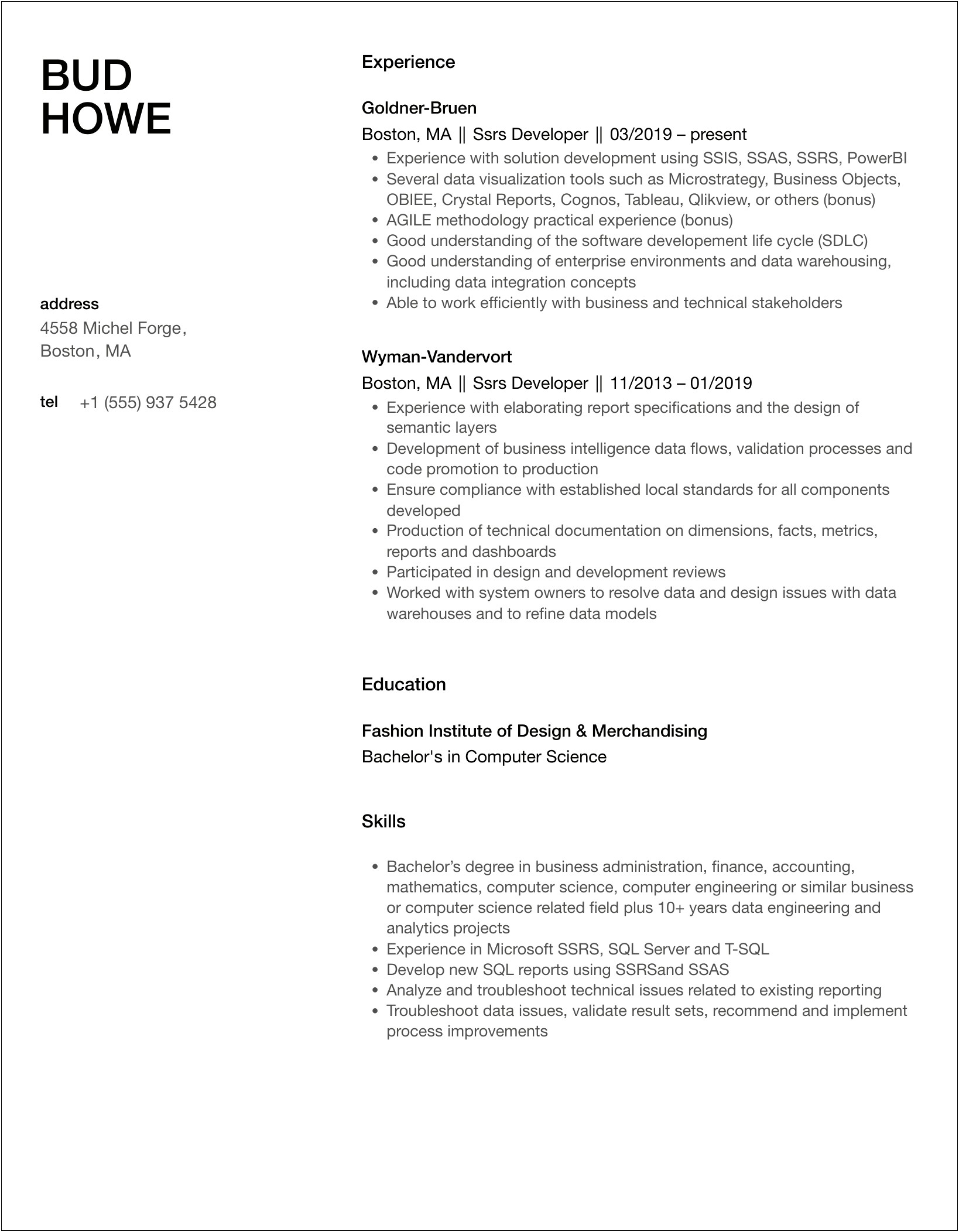 Ssis Resume For 5 Years Experience