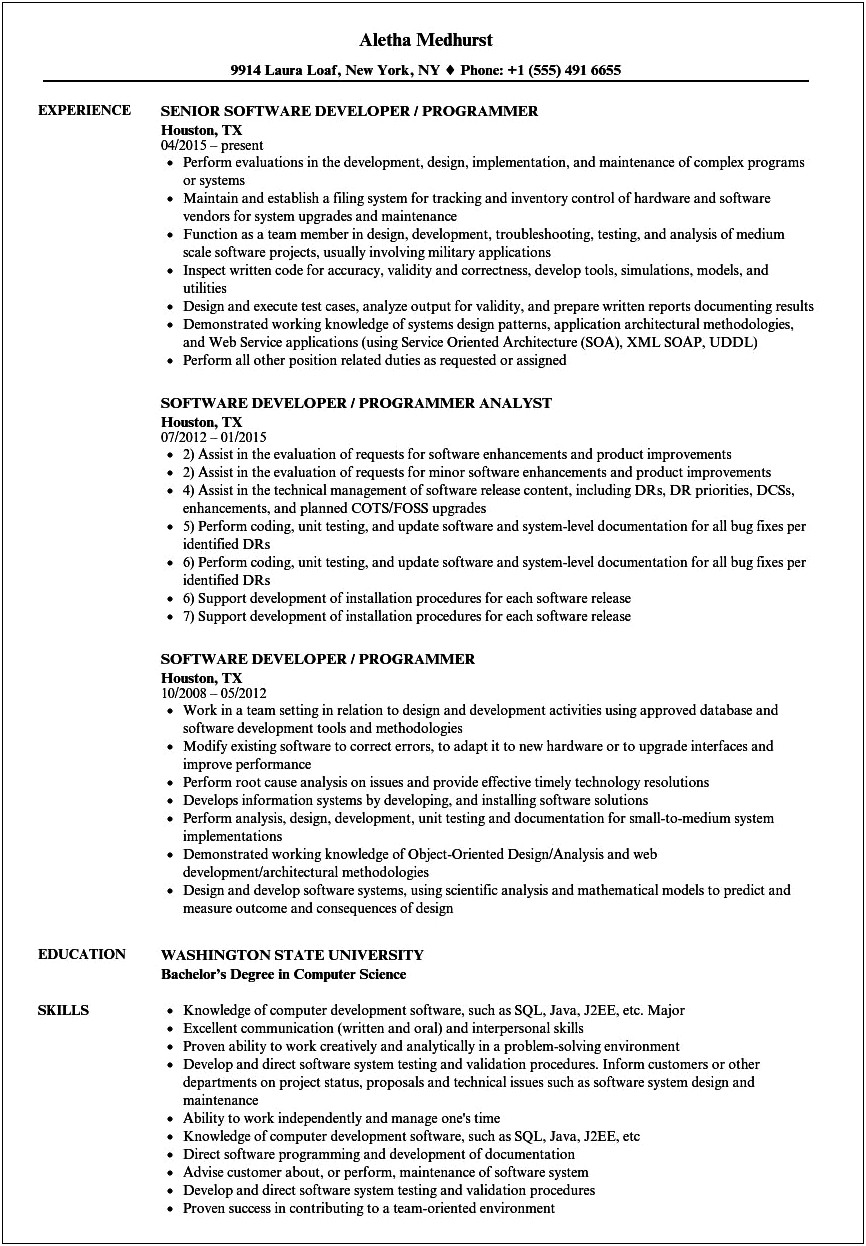 Ssrs Developer Sample Resume In Usa