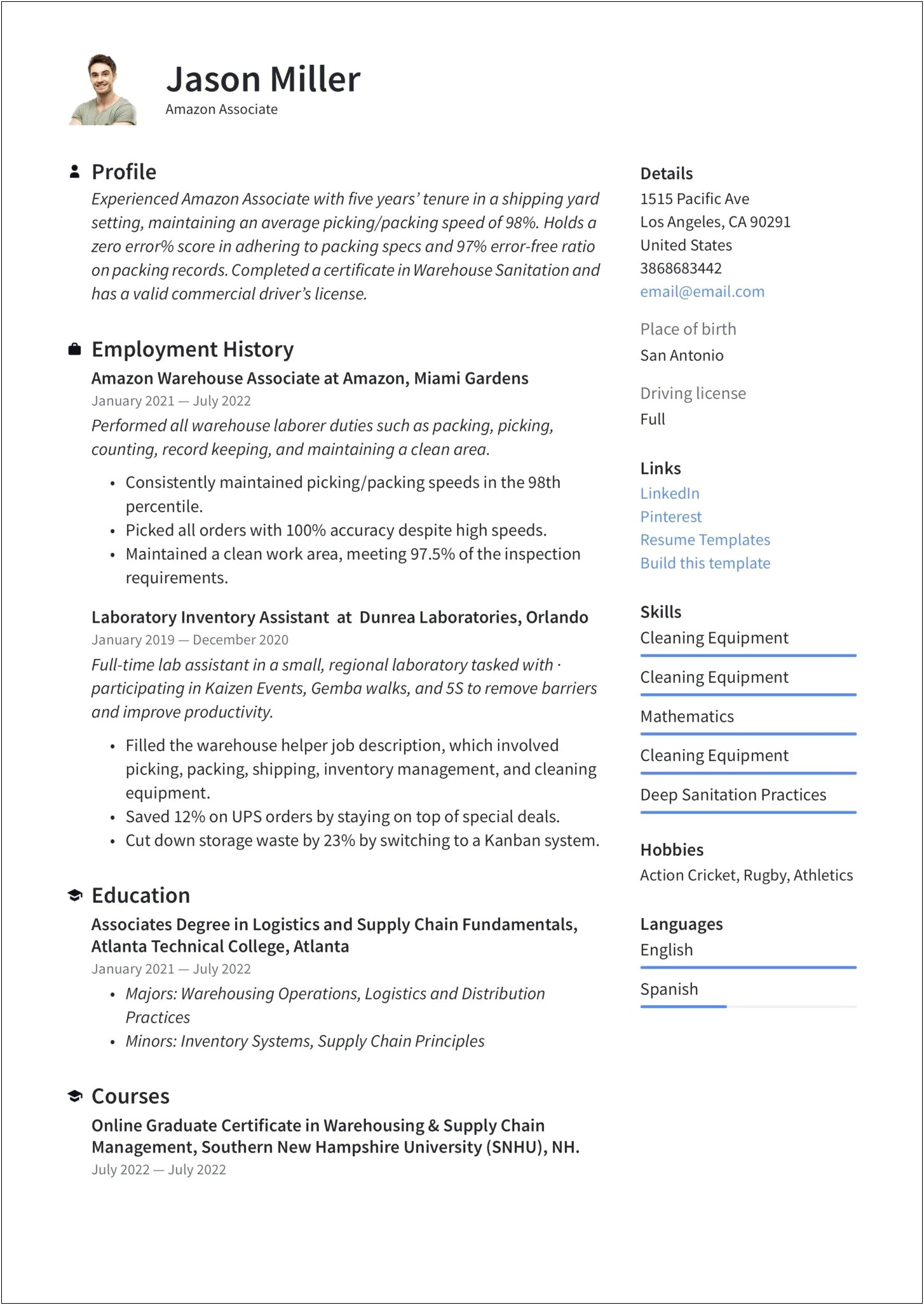 Standard Resume Format For Job Pdf